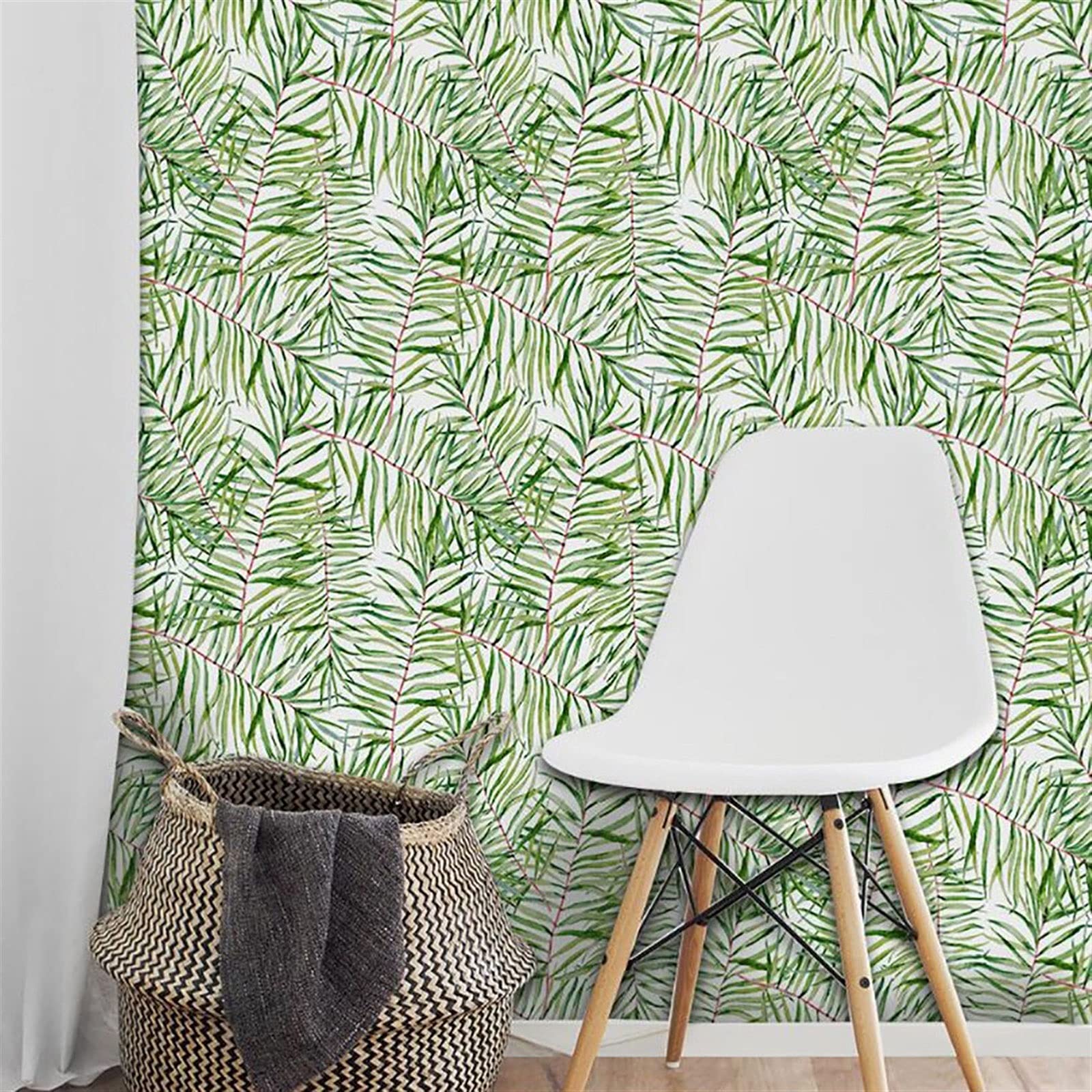 Green Leaves Self-Adhesive Contact Paper Vinyl Film - 53cm x 122cm Peel & Stick Wallpaper, Shelf Liner, Drawer Liner, Countertop Sticker - Perfect for Kitchen Cabinets, Bathroom Storage, and DIY Home Decor Projects