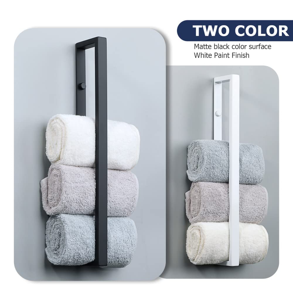 20/30/40/50cm Black Matte 304 Stainless Steel Wall-Mounted Self-Adhesive Towel Holder Ring - Bathroom Towel Rail Bar for Kitchen, Spa & Home Decor