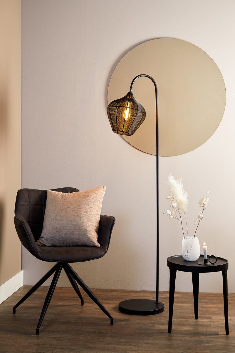 Alvaro Modern Floor Lamp with Adjustable Height - Matt Black & Antique Bronze Finish for Living Room, Bedroom, or Office Lighting