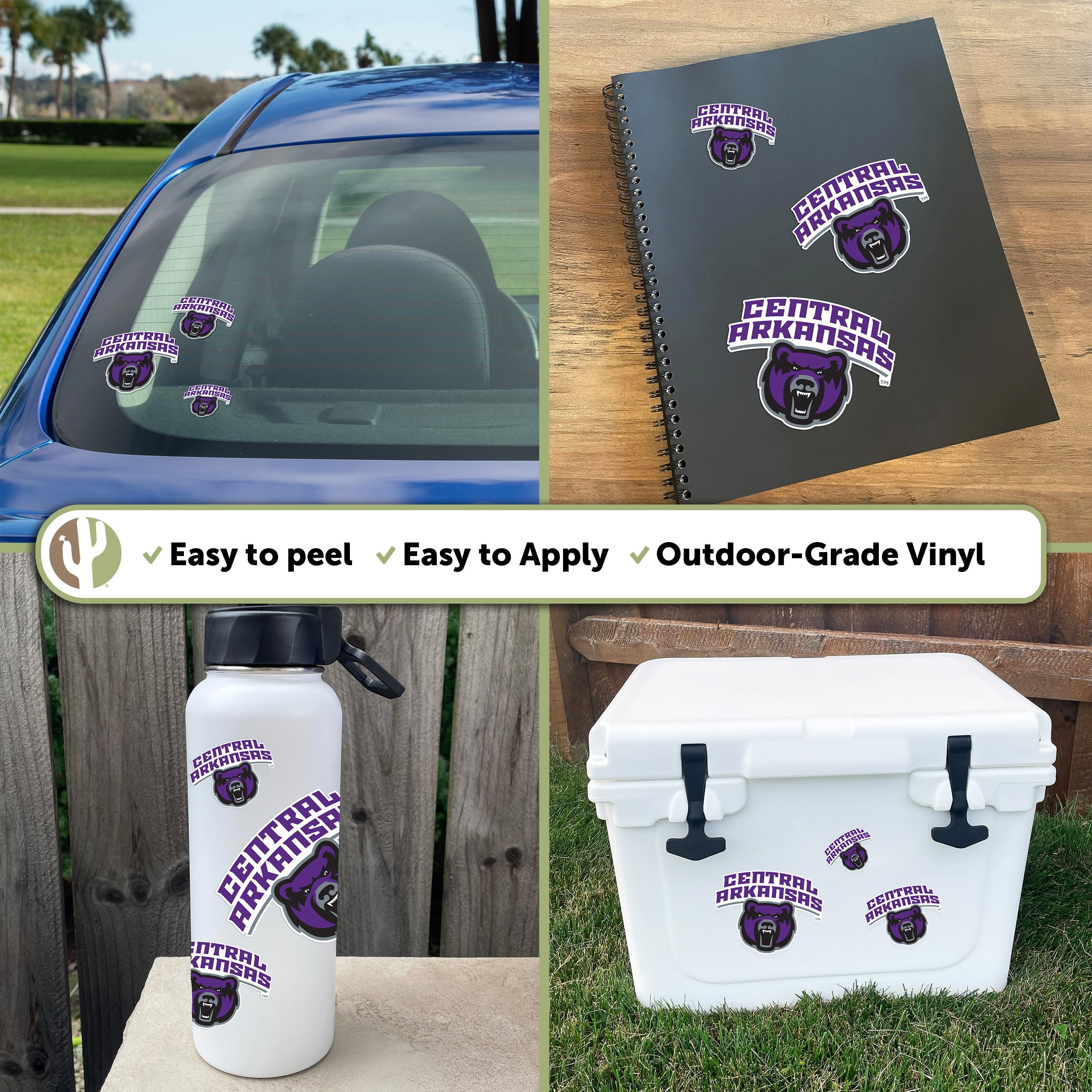 UCA Bears Vinyl Decals - Desert Cactus University of Central Arkansas Stickers for Laptop, Water Bottle, Car & Scrapbook - Durable T3 (Type 3-1) Decals for School Spirit & Fan Gifts
