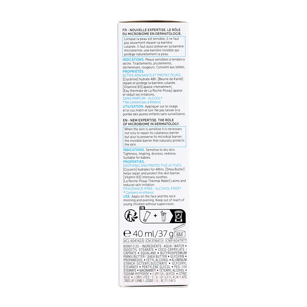 La Roche-Posay Toleriane Sensitive Rich Face Moisturizer Cream - 40ml for Dry & Sensitive Skin - Daily Hydration & Soothing Care - Perfect for Night Routine & Winter Skincare