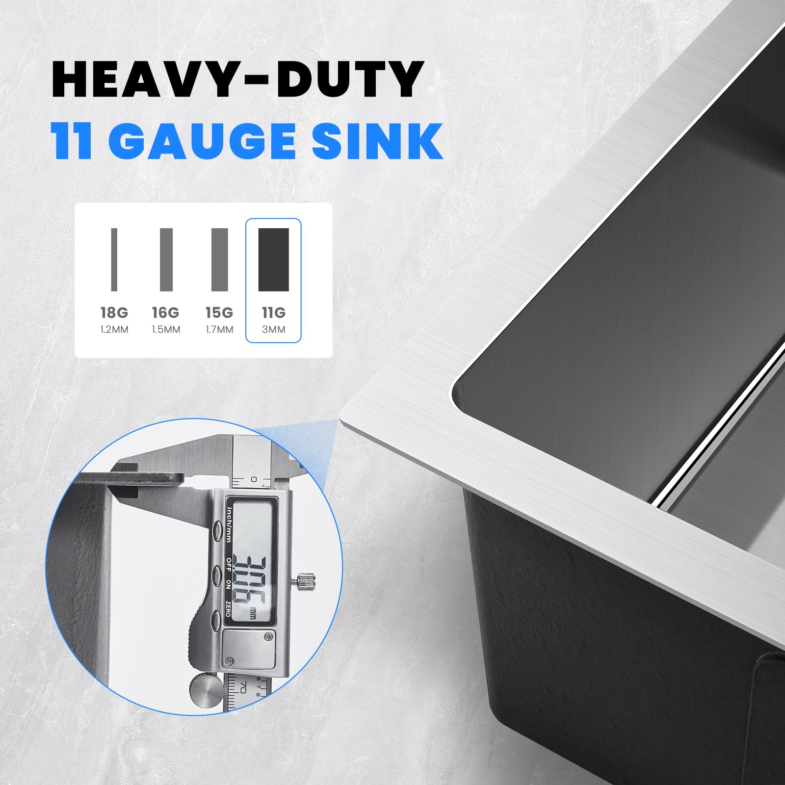 POPFLY 24×18 Inch Topmount Handmade Single Bowl 18 Gauge 304 Stainless Steel Kitchen Sink, Brushed Finish, Overmount Design for Modern and Farmhouse Kitchens