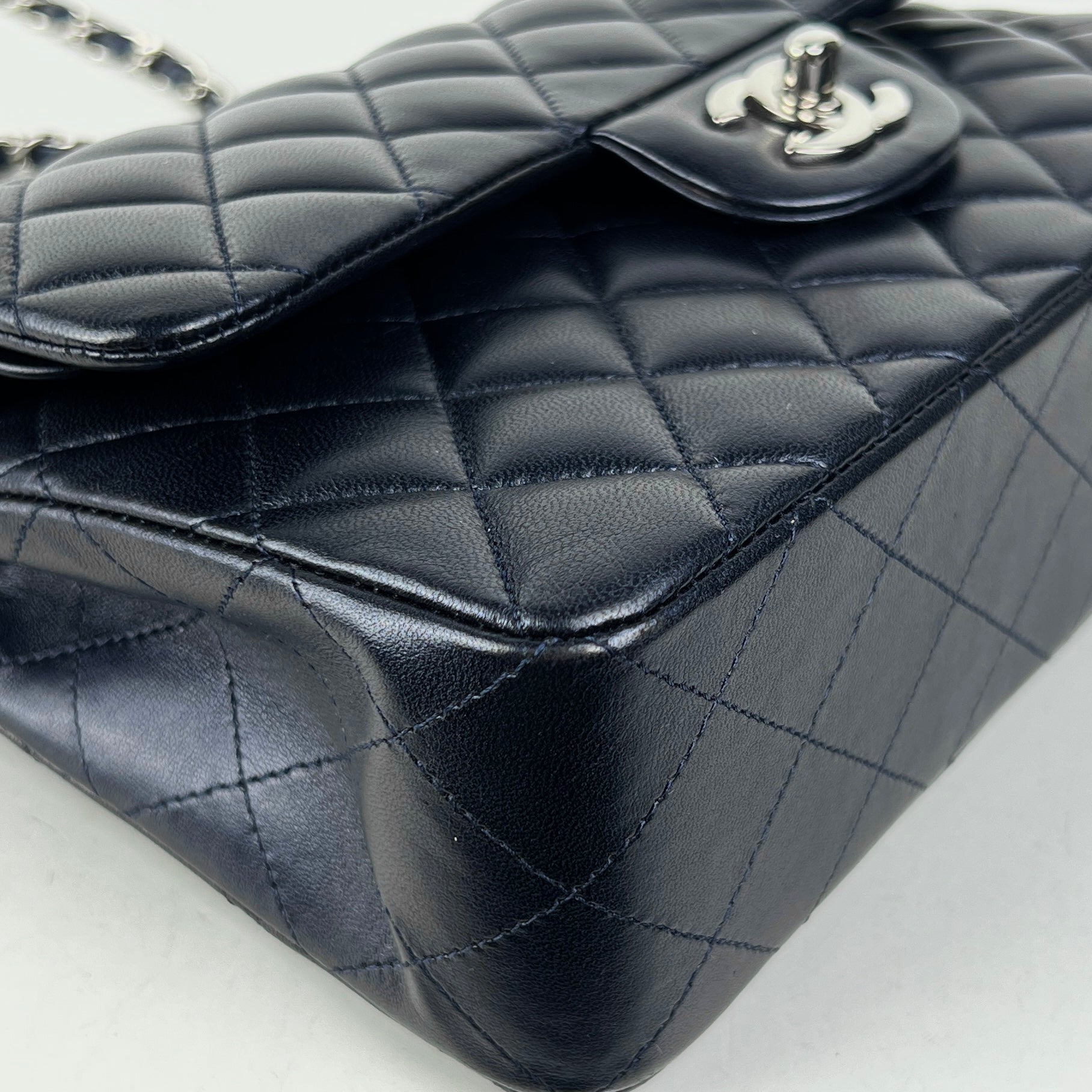 Chanel Small Double Classic Flap Bag in Metallic Navy Blue - Luxury Crossbody Purse for Women, Perfect for Evening Events & Date Nights
