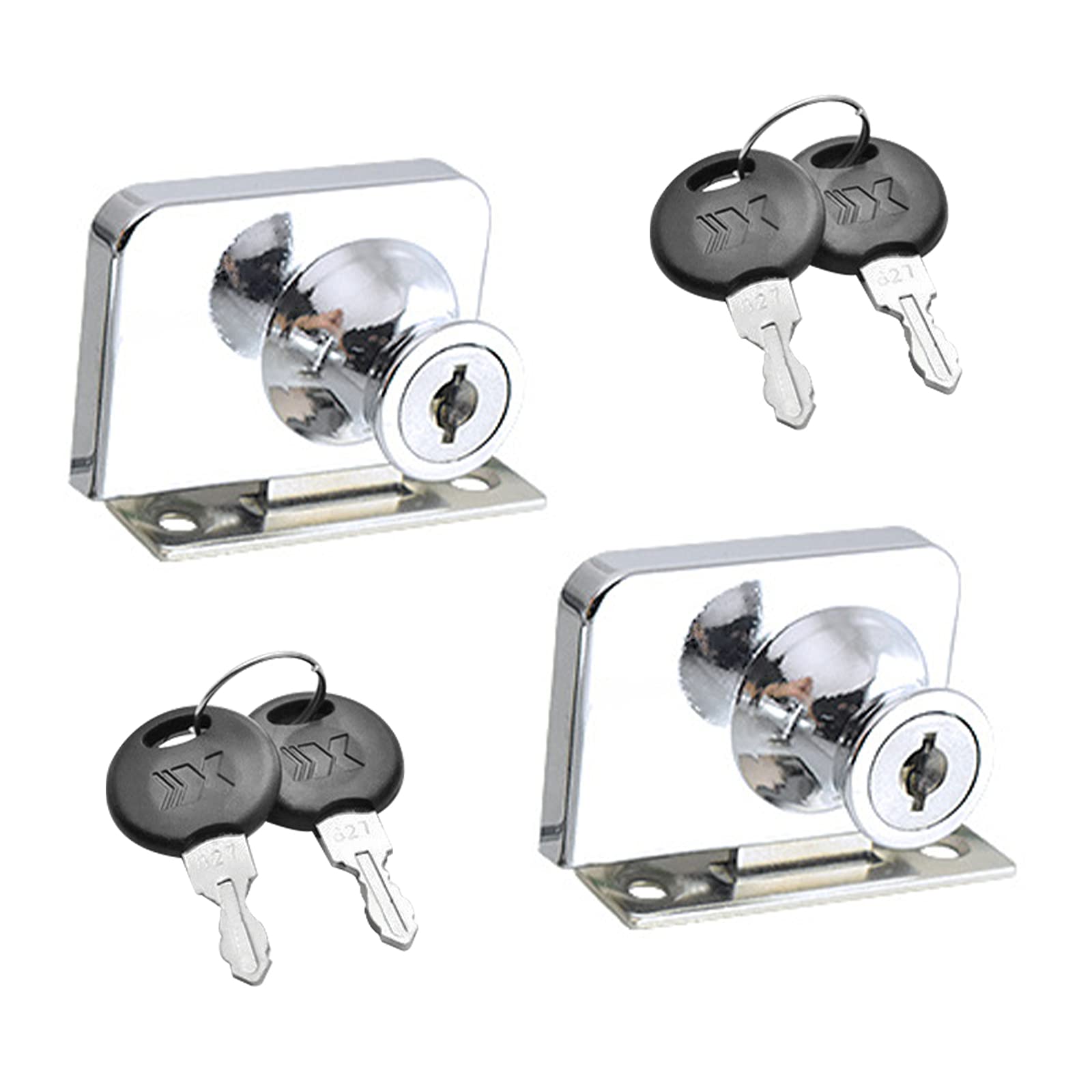 2Pcs Zinc Alloy Glass Door Lock with Key - Double Latch Cabinet Lock for 5-8mm Thick Glass Doors (Silver) - Perfect for Office Cabinets, Display Cases & Glass Entry Doors