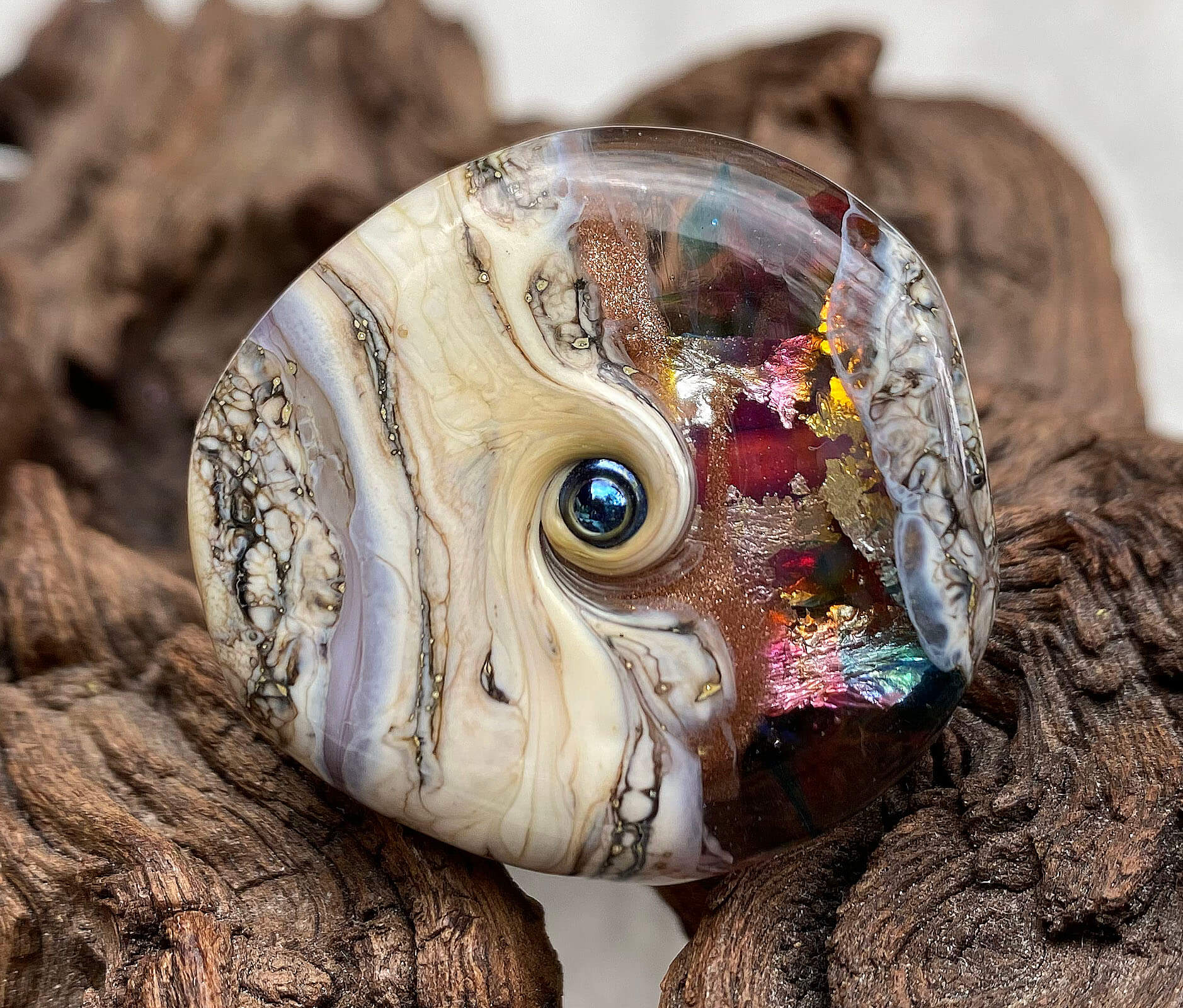 Handmade Pastel Silver Organic Lampwork Glass Focal Bead for Jewelry Making - DIY Necklace, Bracelet & Earrings Designs - Perfect for Boho, Artisan & Handmade Creations