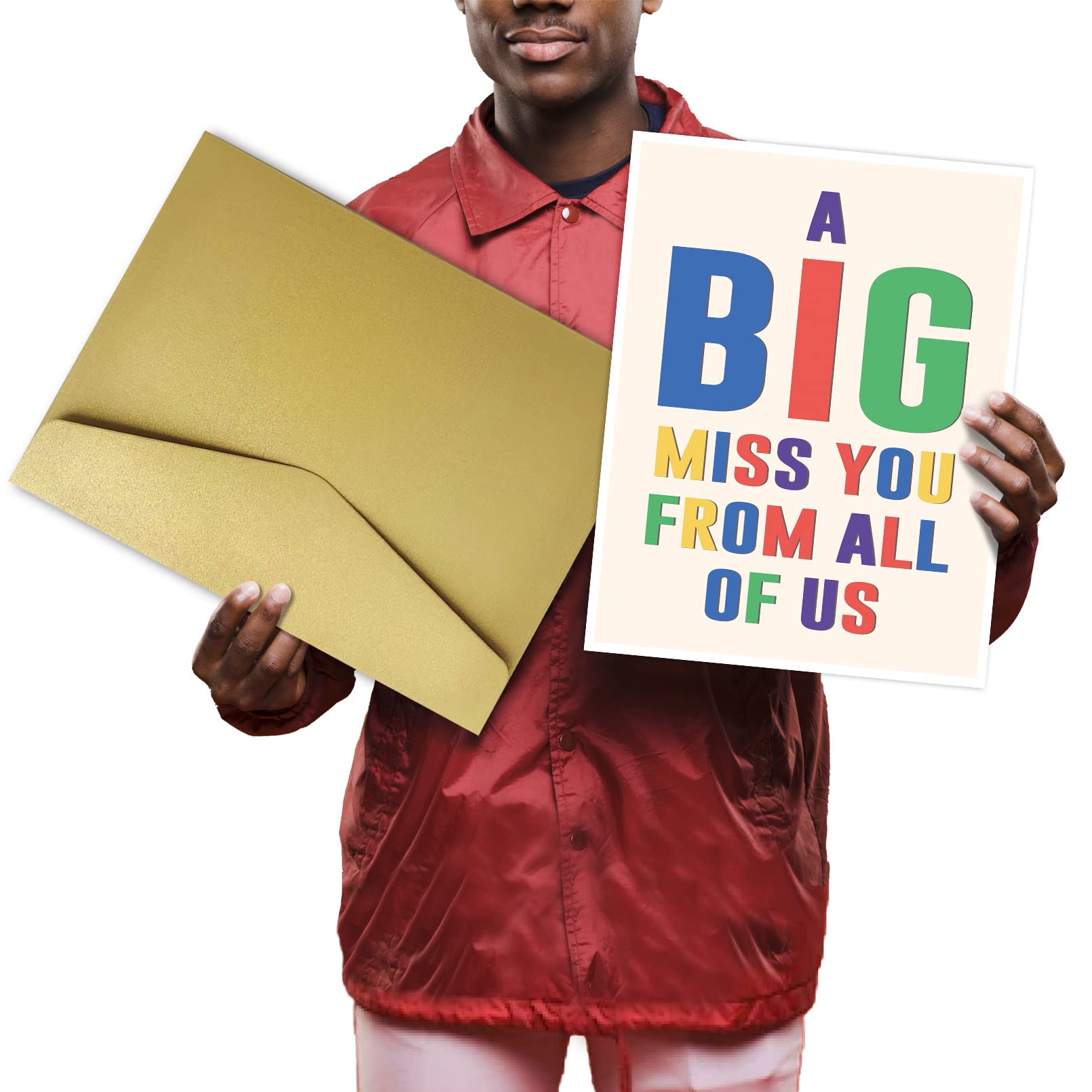 Qiliji Jumbo Miss You Greeting Card - Extra Large Thinking of You Card for Long Distance Relationships, Best Friends, Family - Perfect for Anniversaries, Birthdays & Special Occasions