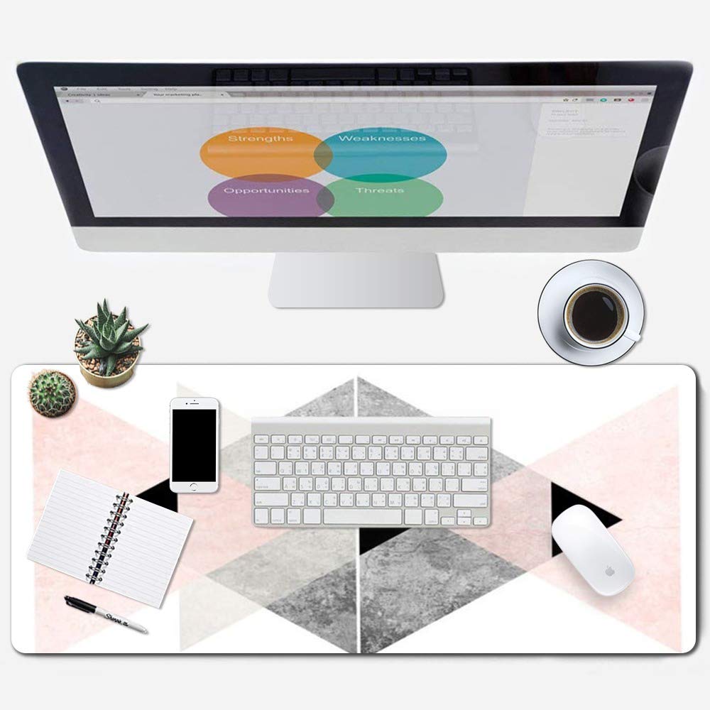 ZYCCW XXL Gaming Mouse Pad 31.5x11.8 Inches - Non-Slip Rubber Base, Stitched Edges, Ergonomic Design for PC Gamers | Marble & Mosaic Patterns | Perfect for Office Work, Streaming & Esports
