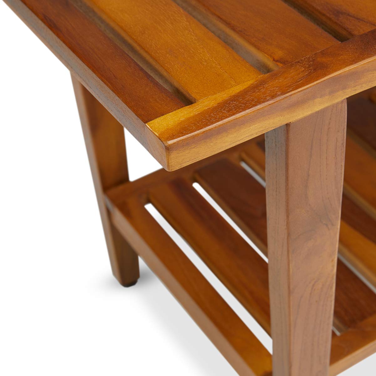 Teak Shower Bench with Shelf - 30 Inch Spa & Bath Stool, Solid Teak Wood, Fully Assembled - Perfect for Shower, Sauna, and Bathroom Relaxation