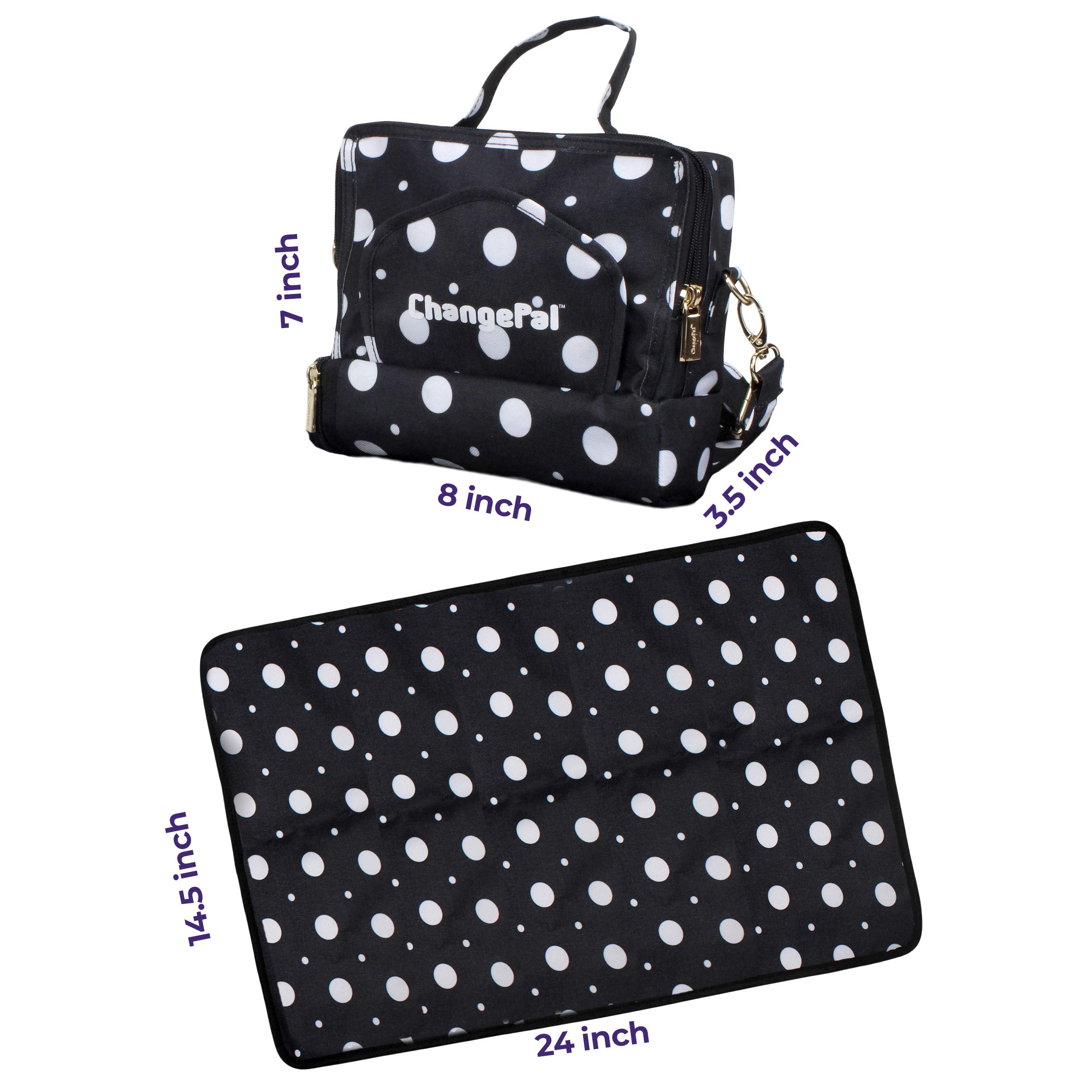 Compact Diaper Bag with Portable Changing Pad - Front Wipes Pocket, Adjustable Shoulder & Stroller Straps - Convertible Crossbody to Backpack for Moms - Perfect for Travel, Shopping & Daily Outings with Baby