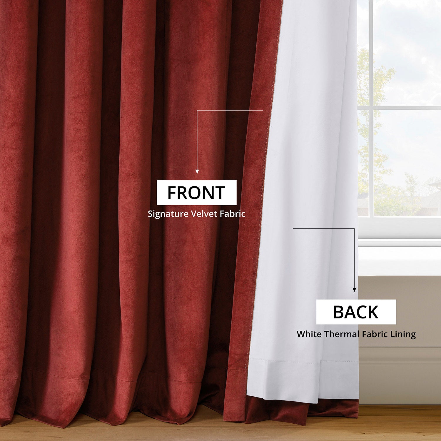 Premium Blackout Curtains - Crimson Rust Signature Velvet for Bedroom & Living Room - Noise Reducing & Thermal Insulated Window Drapes for Better Sleep & Privacy