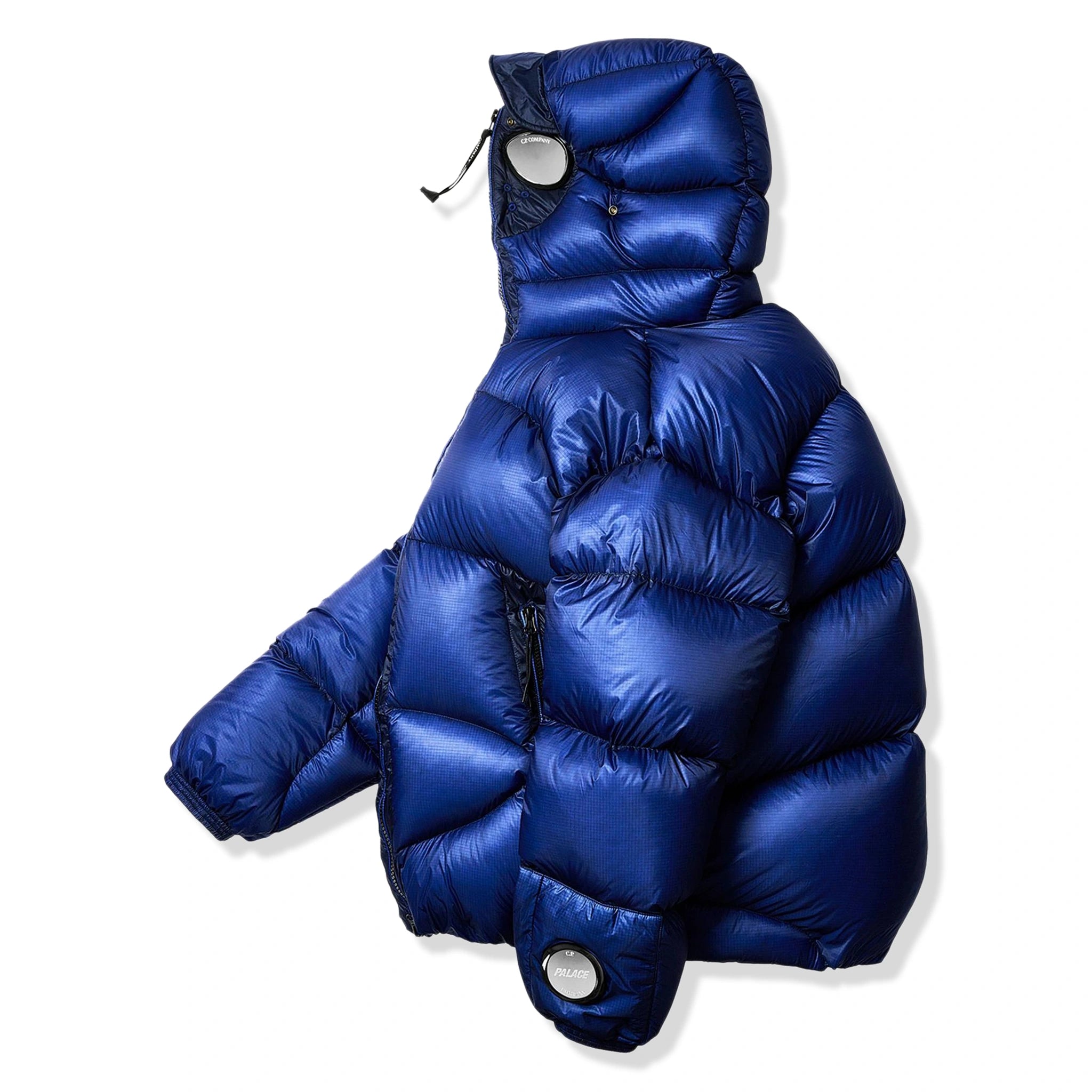 Palace x CP Company Bright Cobalt Puffer Jacket - Men's Winter Coat, Waterproof & Lightweight Down Jacket for Urban Streetwear & Outdoor Activities