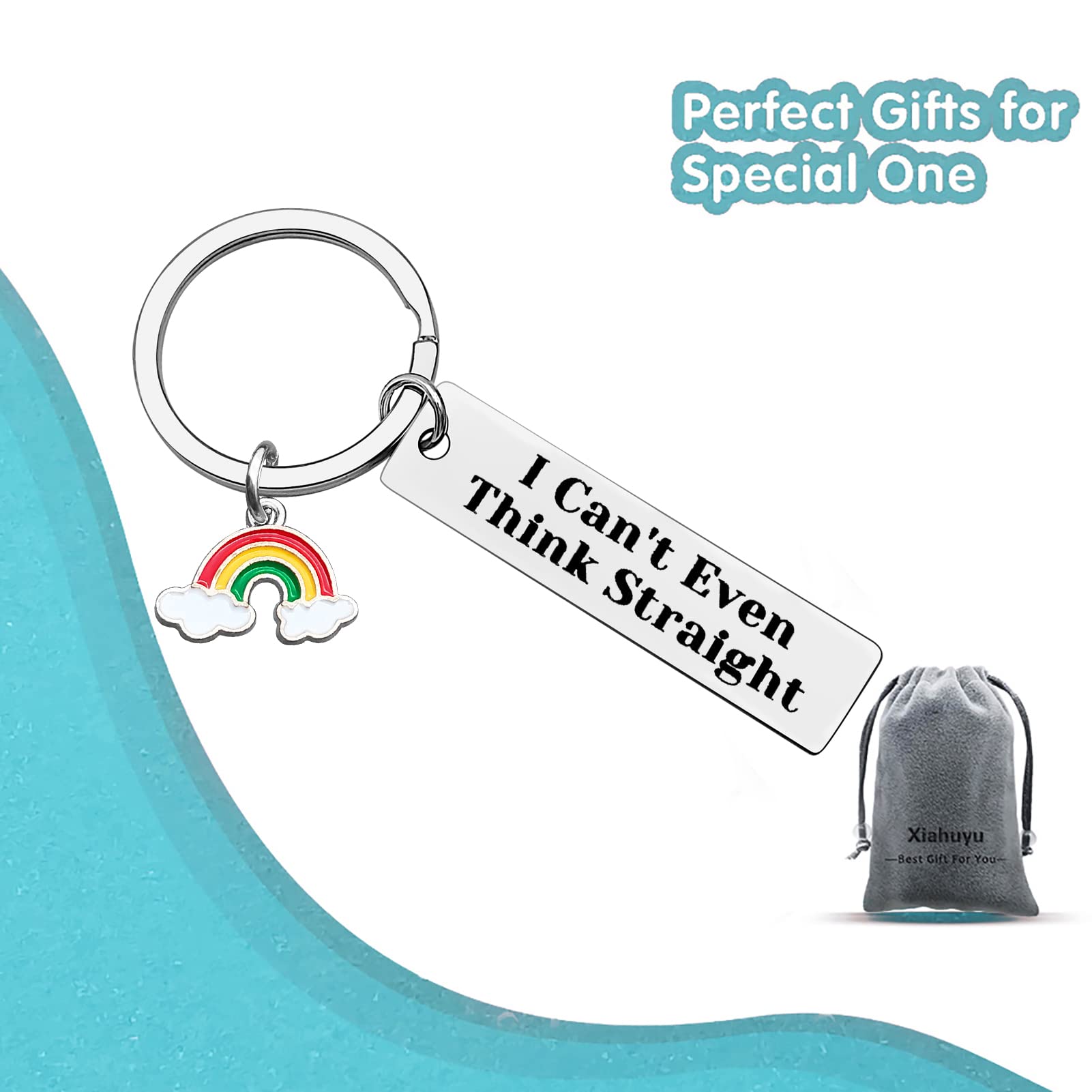 Funny Gay Pride Keychain - 'I Can't Even Think Straight' LGBT Jewelry - Lesbian & Gay Gifts for LGBTQ+ Community - Perfect for Pride Month, Coming Out, or Everyday Carry