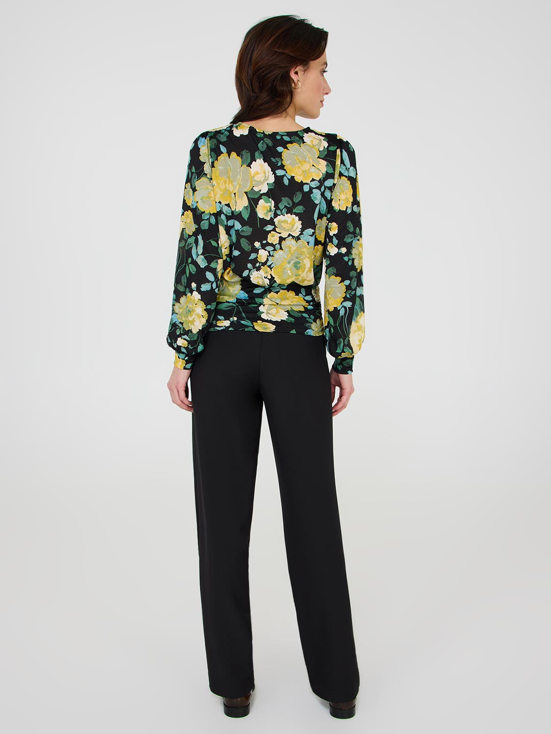 Textured Floral Print Front Keyhole Top - Women's Fashion Blouse for Casual Wear, Date Night & Office Outfits