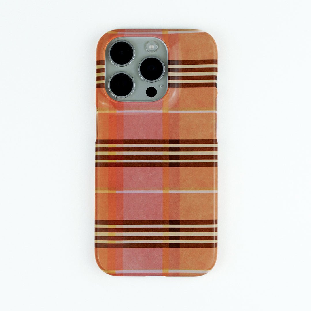 Peachy Plaid Phone Case for iPhone 15/14/13/12/11 Pro Max - Cute Tartan Pattern Protective Cover with Shockproof Design - Perfect for Everyday Use, Travel & Fashion Accessories