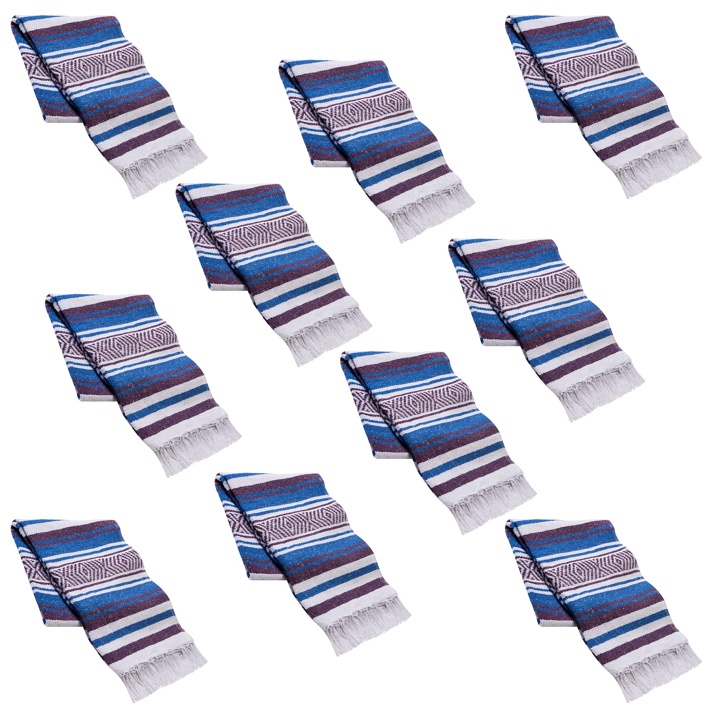 Vera Cruz Authentic Mexican Blankets & Throws - 10 Pack (75