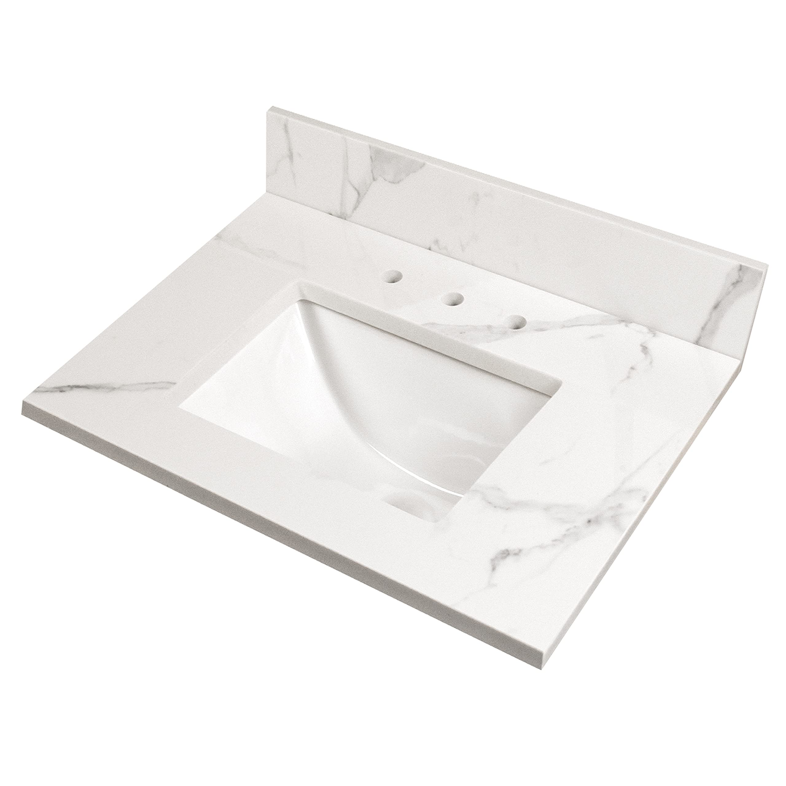 MSI Calacatta Nowy Vanity Top with Undermount Rectangle Ceramic Sinks - 37x22 Inch Engineered Marble Bathroom Countertop with 4