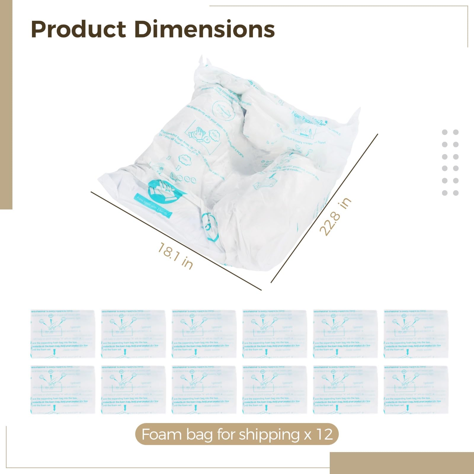12 Pack 18x23 Inch Expanding Foam Shipping Bags - Temperature Activated Protective Packaging for Fragile Items | Perfect for Electronics, Glassware & Artwork Shipping