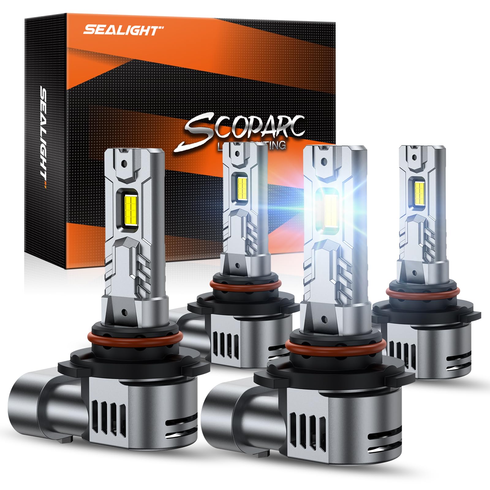SEALIGHT S2S 9005/HB3 9006/HB4 LED Headlight Bulbs Combo - 2024 Upgraded Fog Lights with 14000RPM Cooling Fan & Copper Heat Dissipation - 1:1 OEM Design - Plug & Play - Pack of 4 - Perfect for Trucks, SUVs, and Off-Road Vehicles