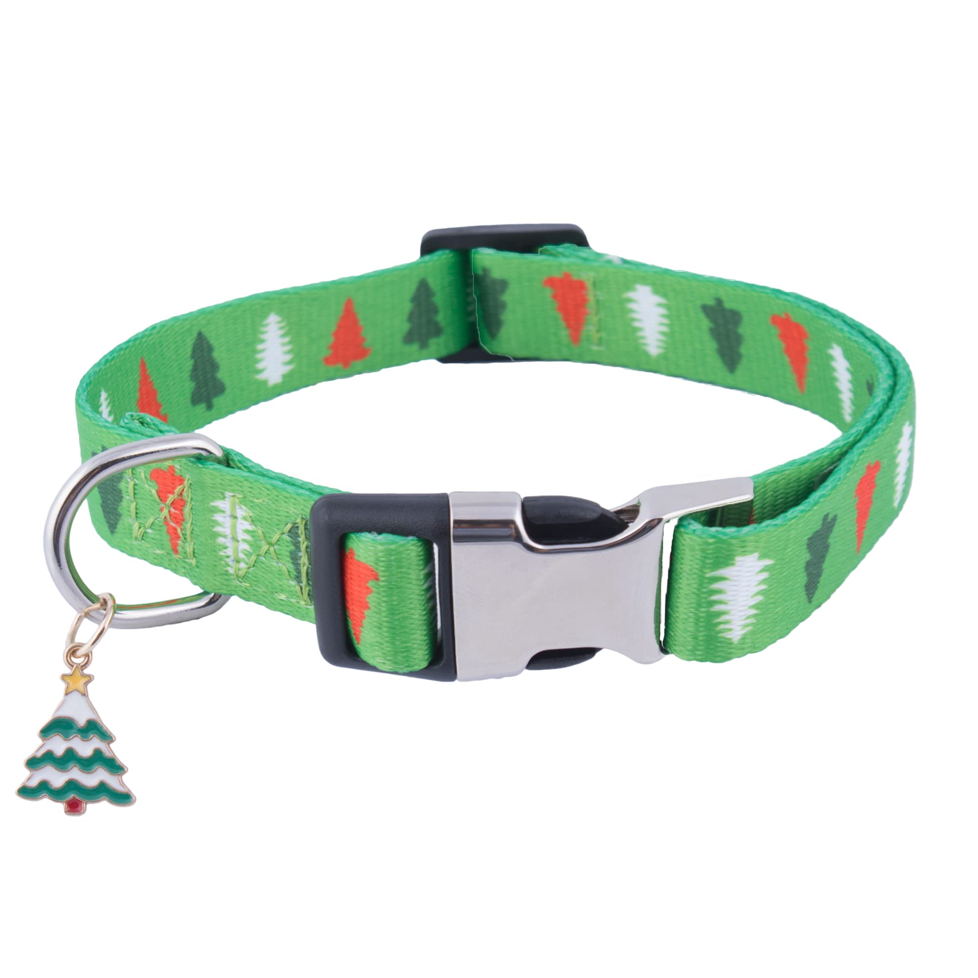 ADOGGYGO Adjustable Christmas Dog Collar - Festive Xmas Tree Pet Collar in Soft Green for Small, Medium & Large Dogs (Large Size) | Perfect for Holiday Photos, Christmas Parties & Seasonal Walks