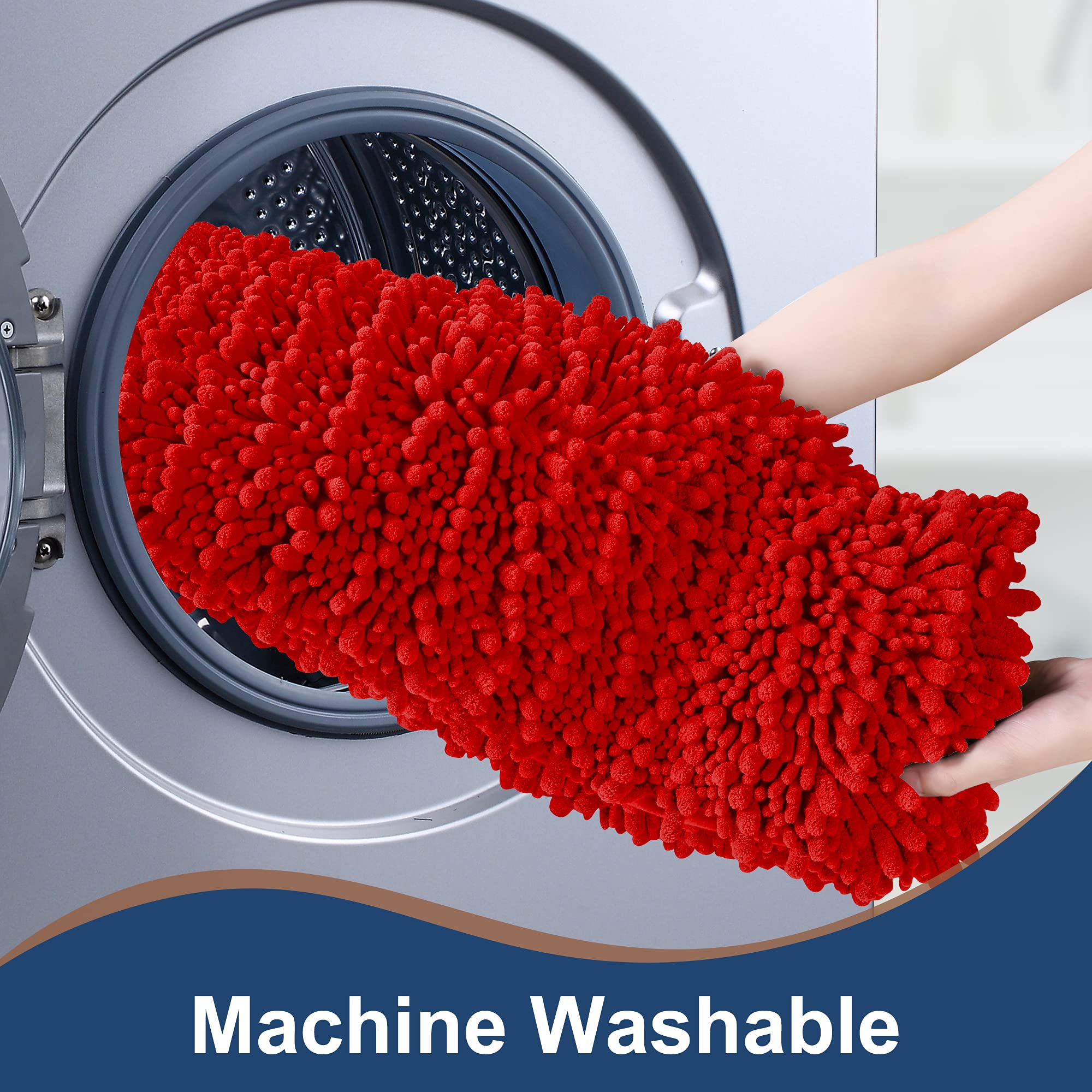 FLOLEOPA Soft Plush Microfiber Bathroom Rugs - Super Absorbent Non-Slip Bath Mat for Shower, Tub & Bathroom Floor (27.5x47 Inches, Red) | Machine Washable & Quick Dry - Perfect for Bathroom Safety & Comfort