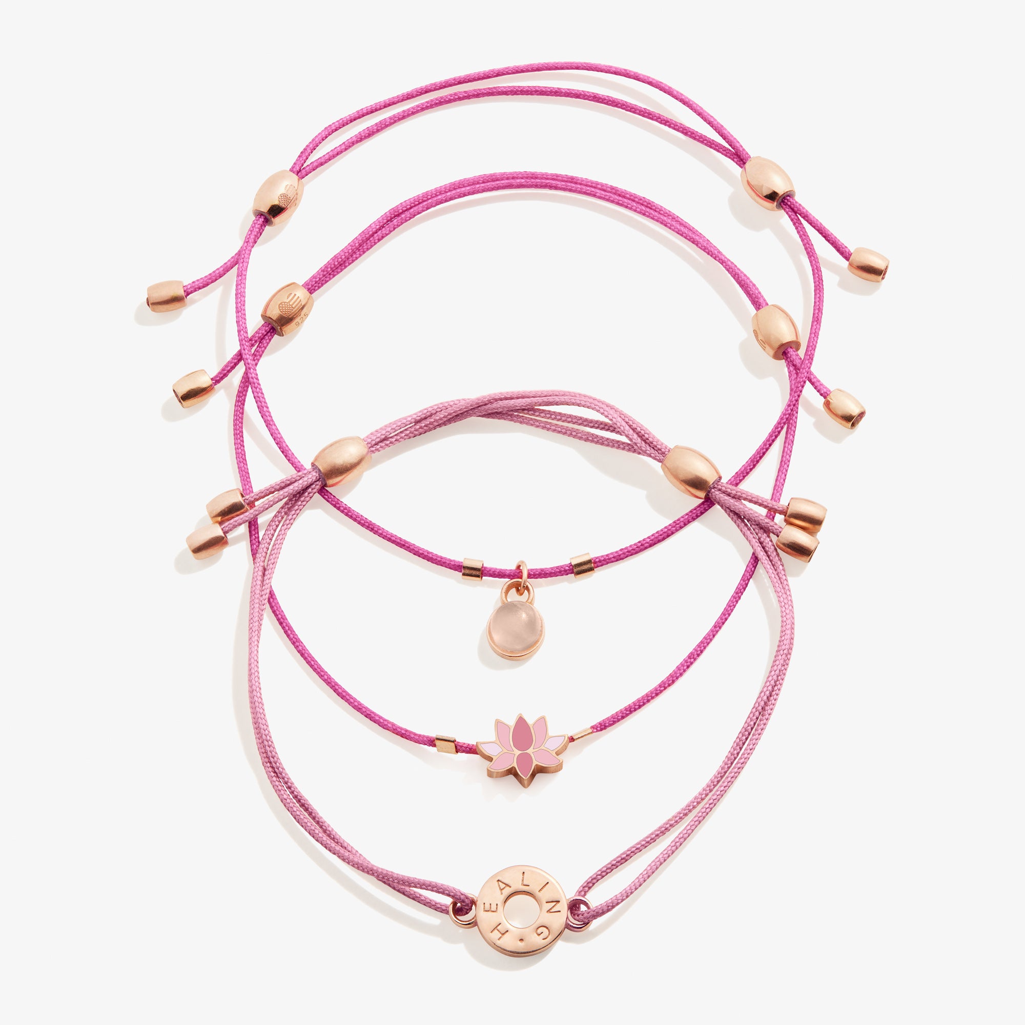 Healing Lotus Cord Bracelets for Women - Set of 3 Adjustable Spiritual Yoga Meditation Bracelets - Perfect for Yoga, Meditation, and Positive Energy