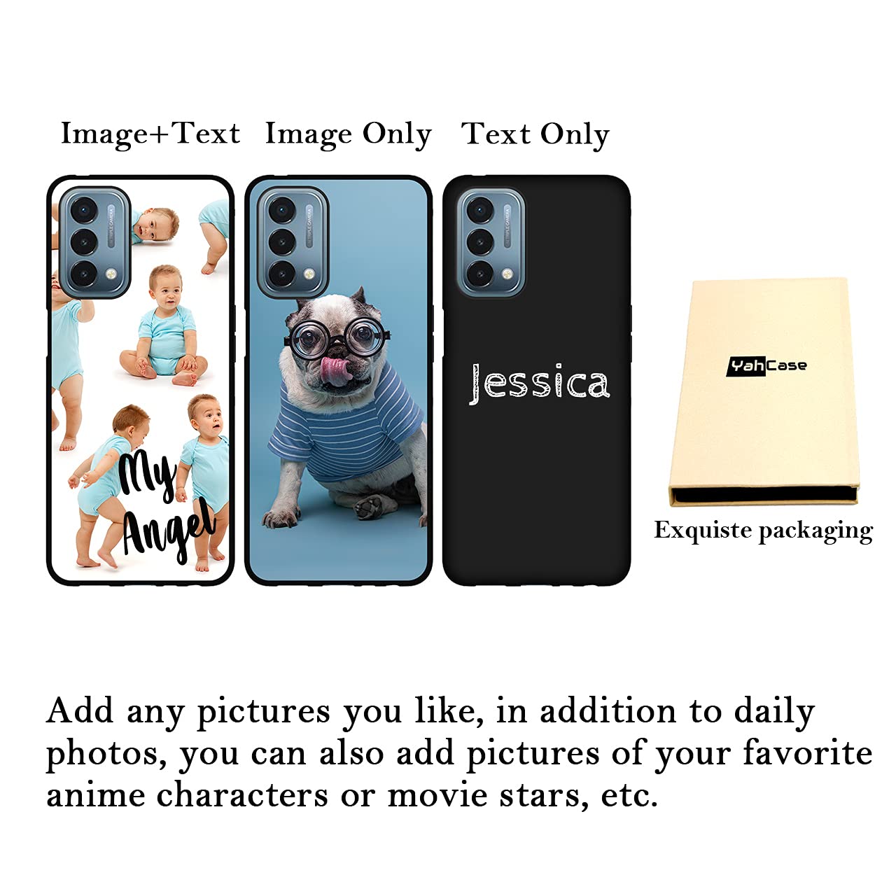 Custom OnePlus Nord N200 5G Phone Case - Personalized Photo & Text Name Design - Anti-Scratch Soft TPU Protective Cover (Black) - Perfect for Daily Use, Travel & Gifts