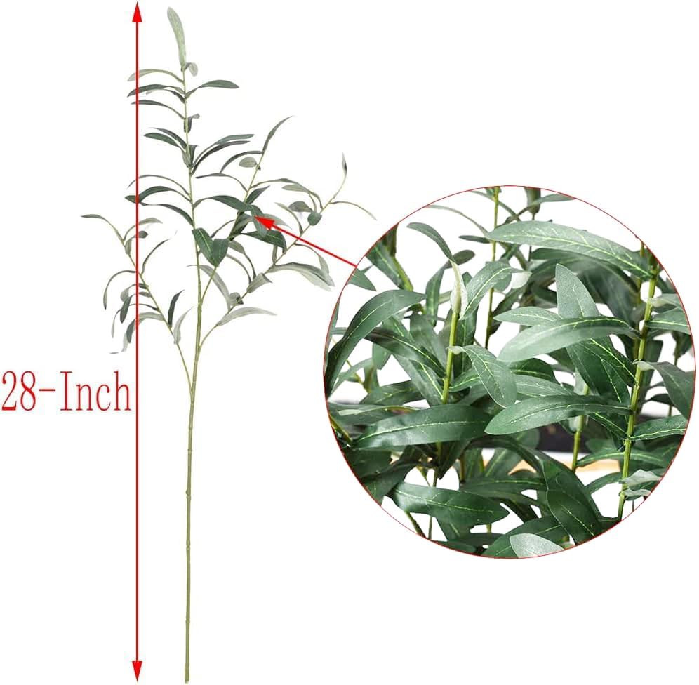 5pcs Artificial Olive Branches for Vases - Realistic Green Olive Leaves Greenery Stems - Perfect for Home Decor, Wedding Centerpieces, and Office Arrangements