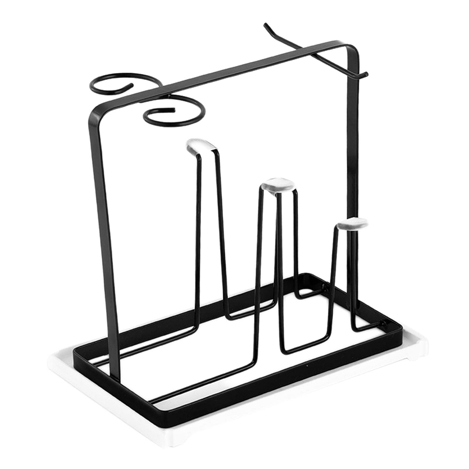 Fenteer Nordic Metal Mug Drying Rack - Geometric Wire Countertop Organizer for Coffee Cups, Goblets & Baby Bottles | Kitchen Storage Solution for Home & Office | Space-Saving Brown Cup Holder