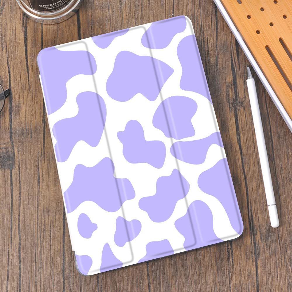 Idocolors Purple Cow Print iPad Pro 10.5 Case (2017) & iPad Air 3 Case - Shockproof Lightweight Trifold Stand Cover with Pencil Holder & Anti-Scratch Protection (Model A1701/A1709/A1852) - Perfect for Work, School & Travel