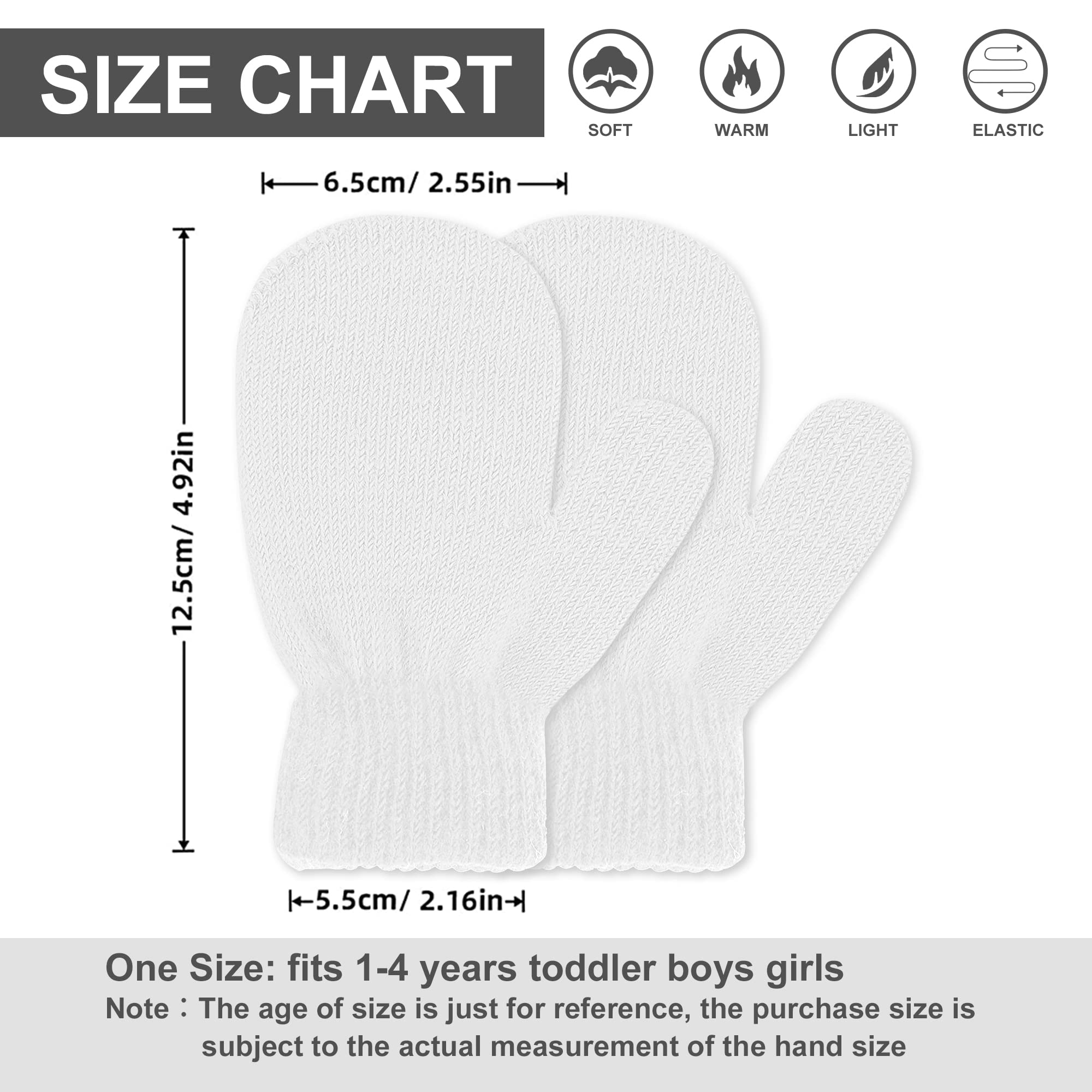 UTTPLL Toddler Magic Stretch Gloves - Soft Knit Winter Mittens for Boys & Girls - Warm Thick Cold Weather Gloves in Multicolor - Perfect for Snow Play, School & Outdoor Activities