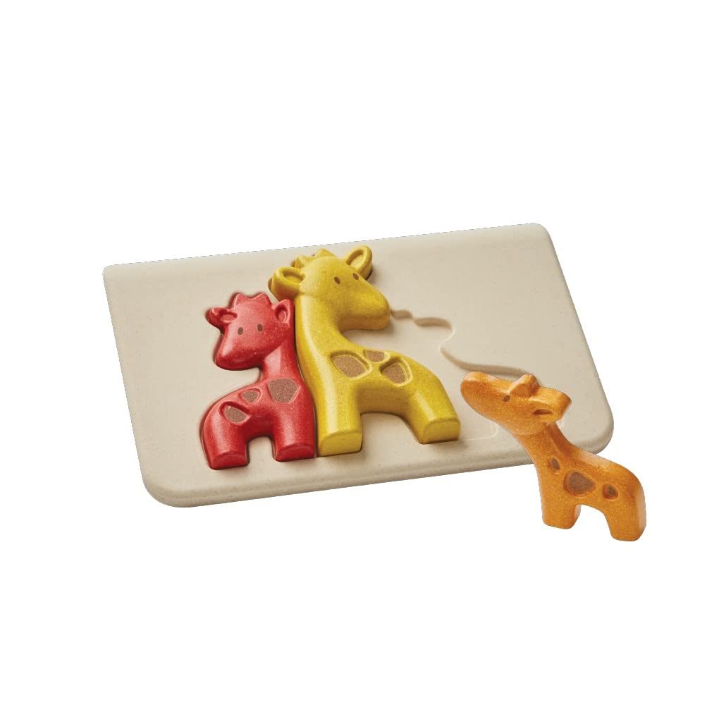 PlanToys 4634 Wooden Giraffe Stacking Toy for Toddlers - Colorful Educational Animal Learning Game for Kids | Perfect for Preschool Playtime & Early Childhood Development