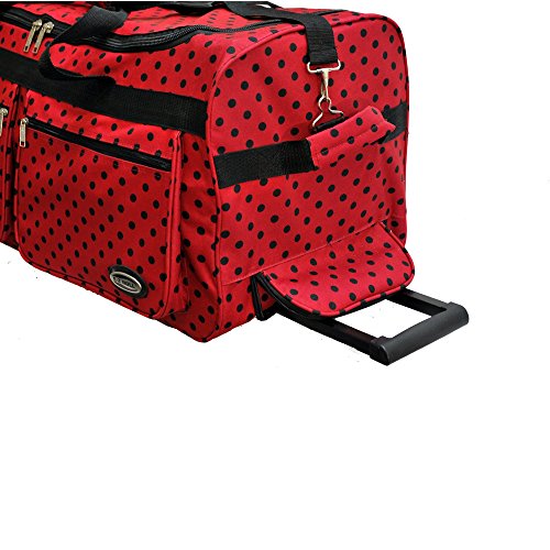 EZ Roll 30 Fashionable Polka Dot Rolling Duffel Bag - 3 Color Options (Red/Black Dots) | Perfect for Travel, Gym & Weekend Getaways