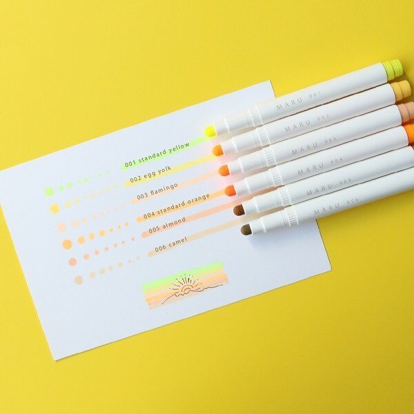 MARU Liner Highlighter Set - 6 Vibrant Colors for Study & Note-Taking | Premium Quality by Epoch Chemical | Perfect for Students, Office & School Supplies