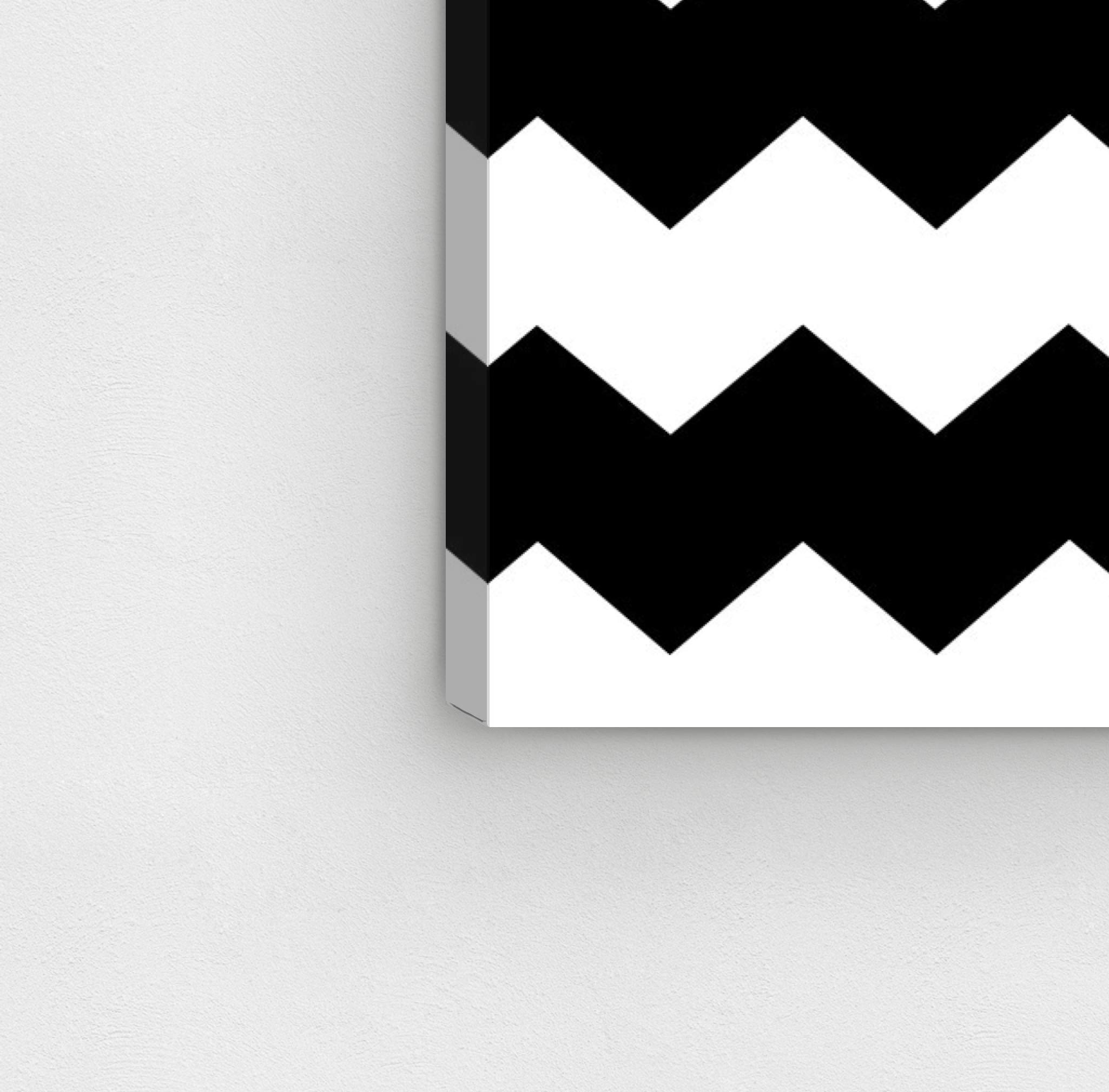 Abstract Chevron Wall Art Canvas Print - Black & White Modern Home Decor - 24