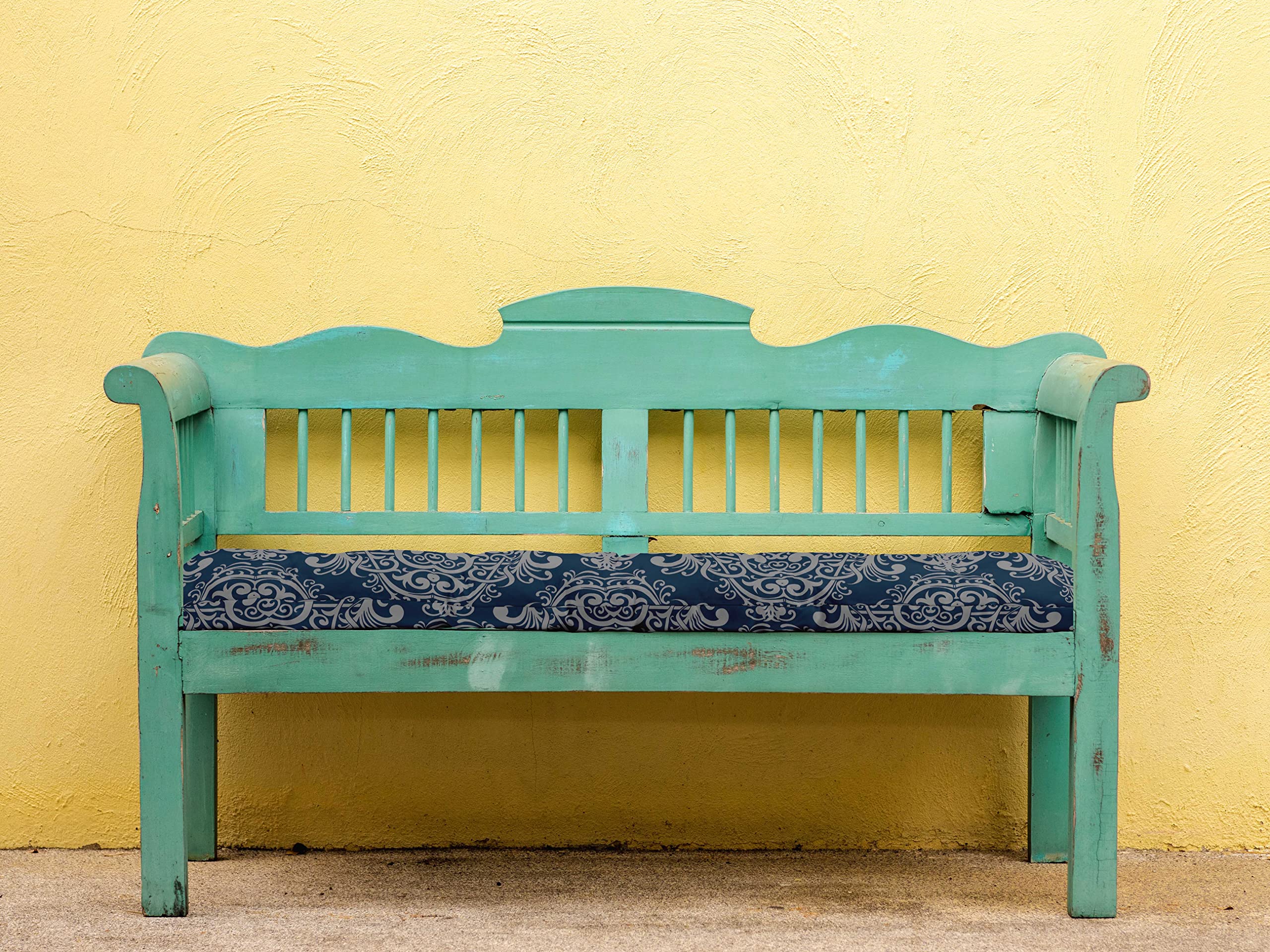 Waterproof Printed Outdoor Bench Cushion - Navy Blue Garden Furniture for Patio, Front Porch & Backyard - Comfortable Lounger Seat with Weather-Resistant Fabric - Perfect for Relaxing in Your Outdoor Living Space