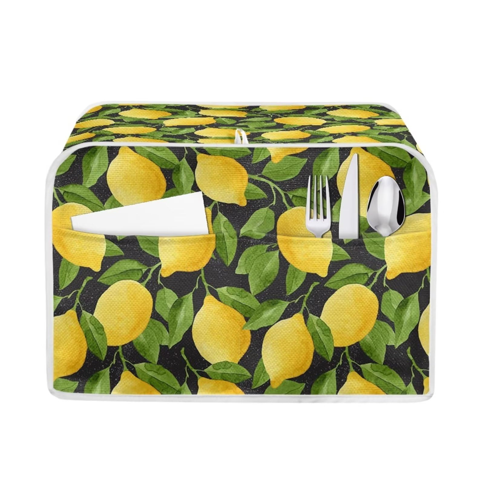HUISEFOR 4 Slice Toaster Cover - Washable Dust Protector for Bread Toaster Oven, Lemon Print Kitchen Decor, Anti-Fingerprint & Cat Hair - Perfect for Small Appliances Protection in Modern Kitchens