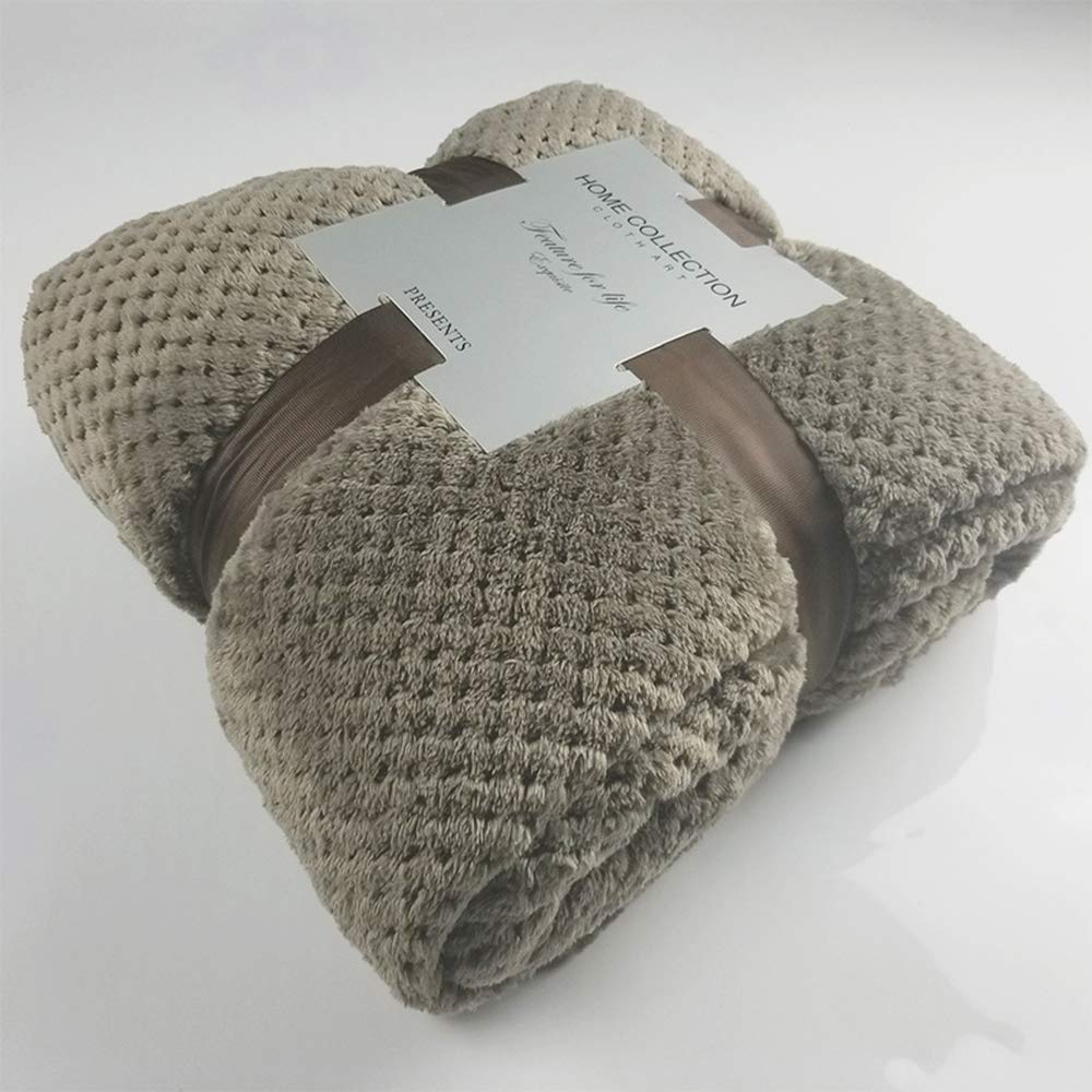 Soft Plush Throw Blanket - 100% Pure Color Coral Fleece Blanket for Sofa, Bed, Travel & Office - Warm & Cozy 100x120cm (Coffee) - Perfect for Lounging, Gifting & Home Decor