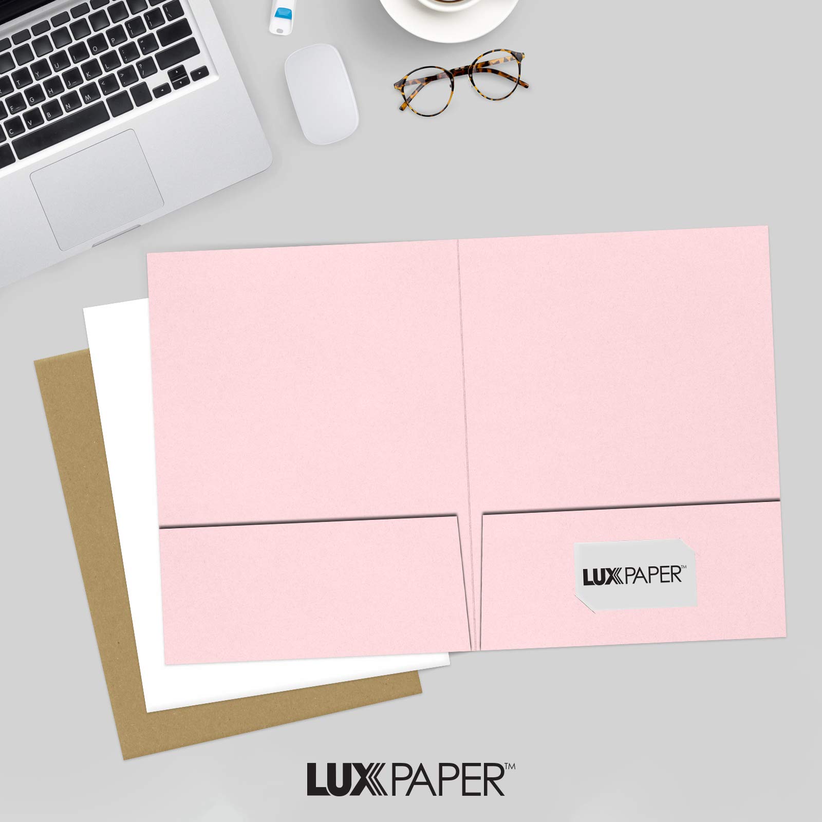 Premium 9 x 12 Presentation Folders - 100 lb. Candy Pink with 2 Pockets - Holds Standard 8.5 x 11 Paper - Ideal for Business Documents, School Reports, Brochures & Professional Presentations - 50 Pack (Light Pink) - Perfect for Office, School & Corporate Use
