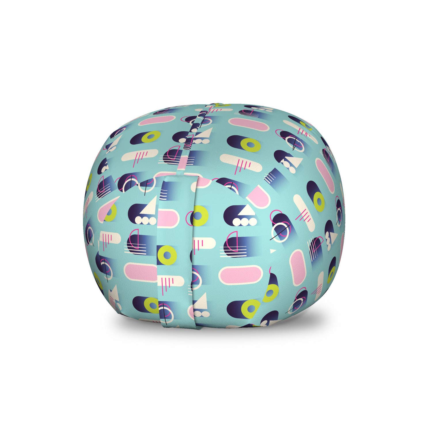 Ambesonne Geometric Storage Toy Bag Chair - Abstract Colorful Modern Design, Washable Stuffed Animal Organizer for Kids Room, Small Size in Pale Seafoam Multicolor | Perfect for Nursery, Playroom & Bedroom Storage Solutions