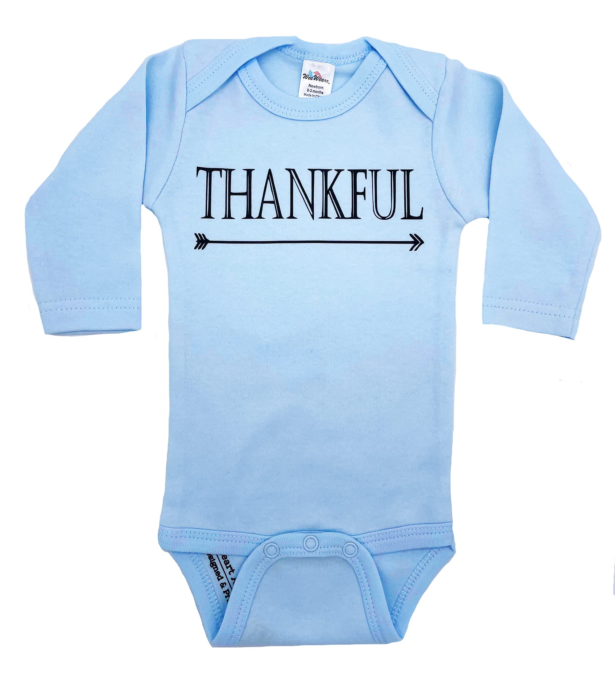 Thankful Baby Outfit - Thanksgiving & Fall Baby Boy Clothes - Blessed Grateful Infant Long Sleeve Romper (6-12 Months, Blue) - Perfect for Family Gatherings, Holiday Photos & Autumn Festivities