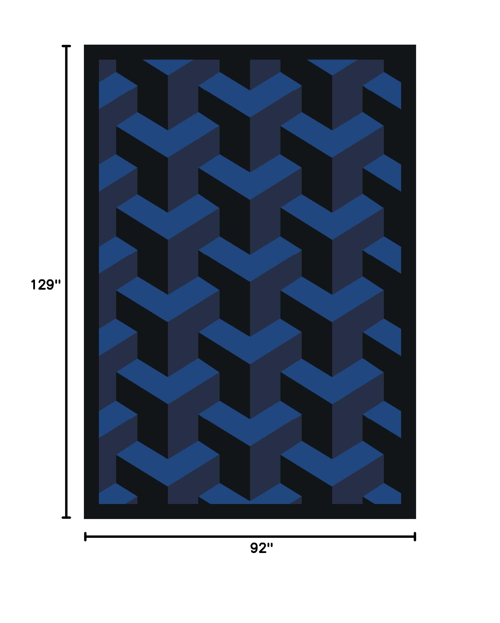 Joy Carpets Kaleidoscope Rooftop Whimsical Area Rugs - Navy Blue Kids Playroom Rug, Non-Slip Soft Floor Mat for Nursery, Bedroom & Living Room Decor
