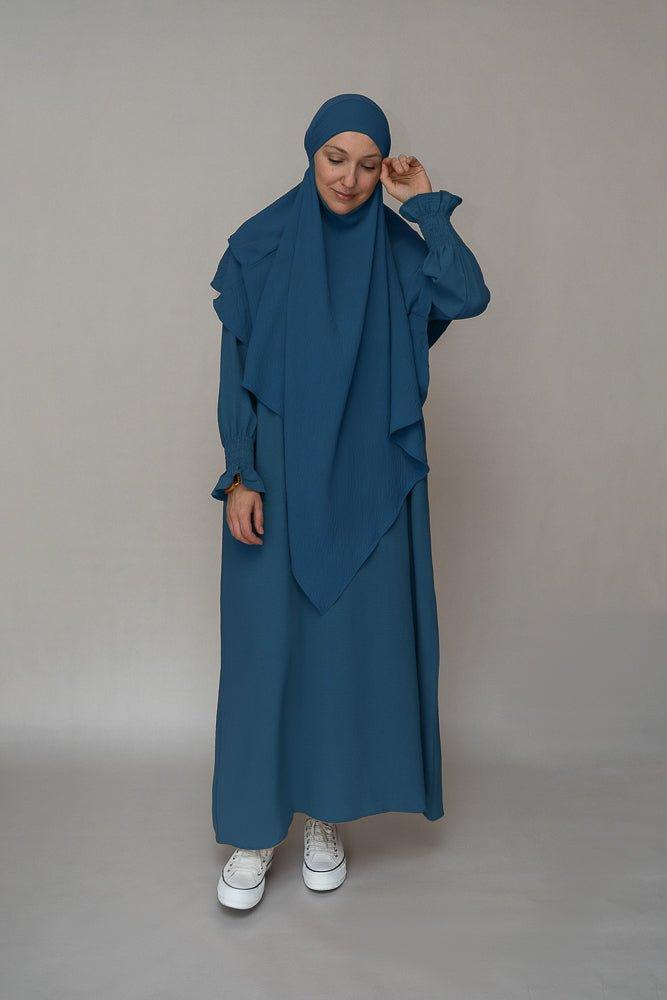 Elegant Blue A-Line Wrinkle-Free Dress with Pockets | Women's Casual & Office Wear | Perfect for Work, Parties & Everyday Outfits