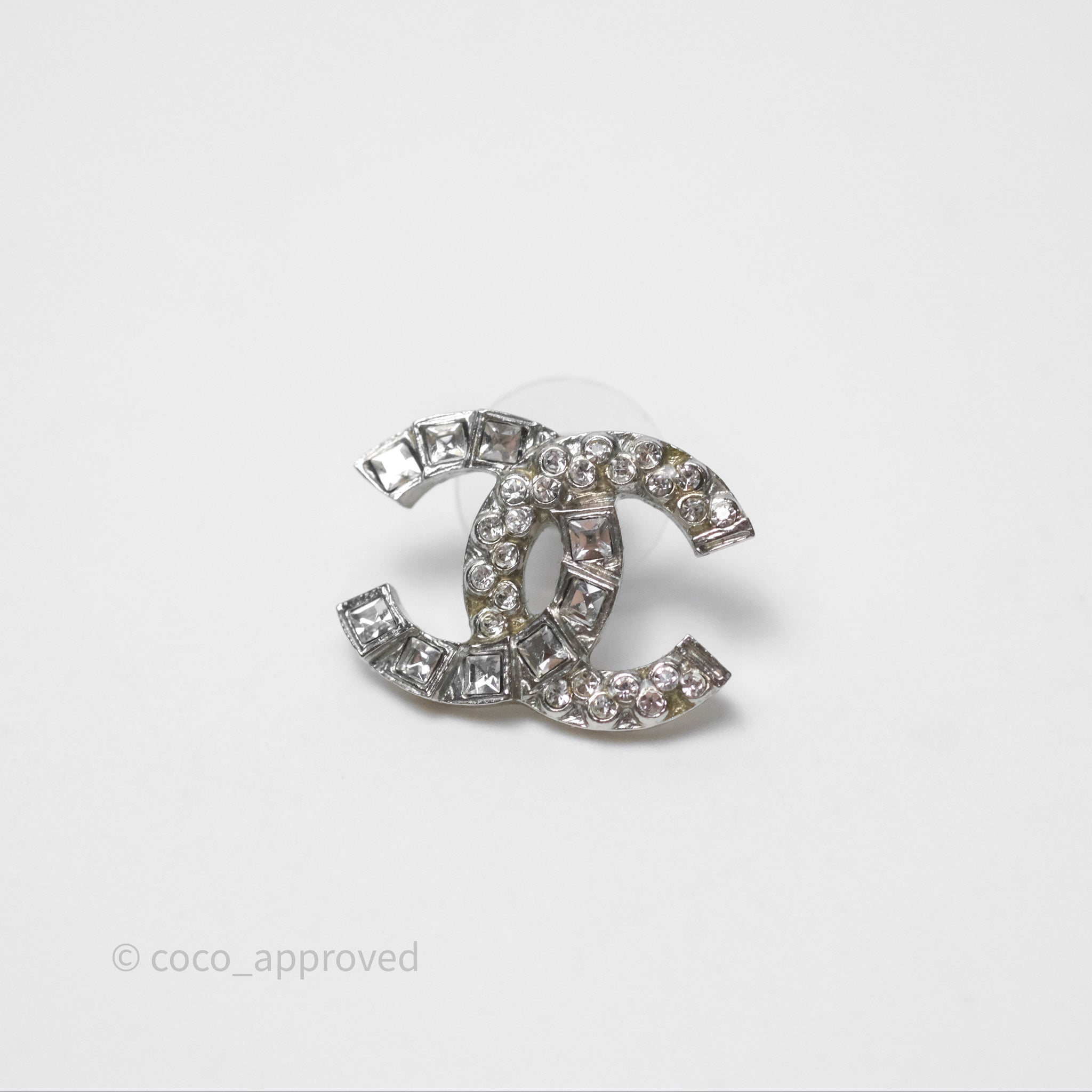Chanel CC Crystal Stud Earrings in Silver Tone - 14C - Elegant Jewelry for Parties, Weddings & Special Occasions