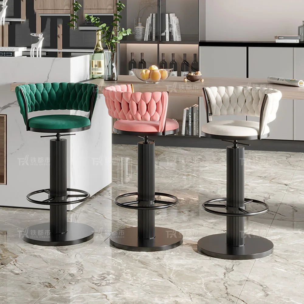Luxury Velvet Bar Stools for Kitchen Island & Counter - Adjustable Height Modern Bar Chairs for Home, Cafe & Restaurant Decor