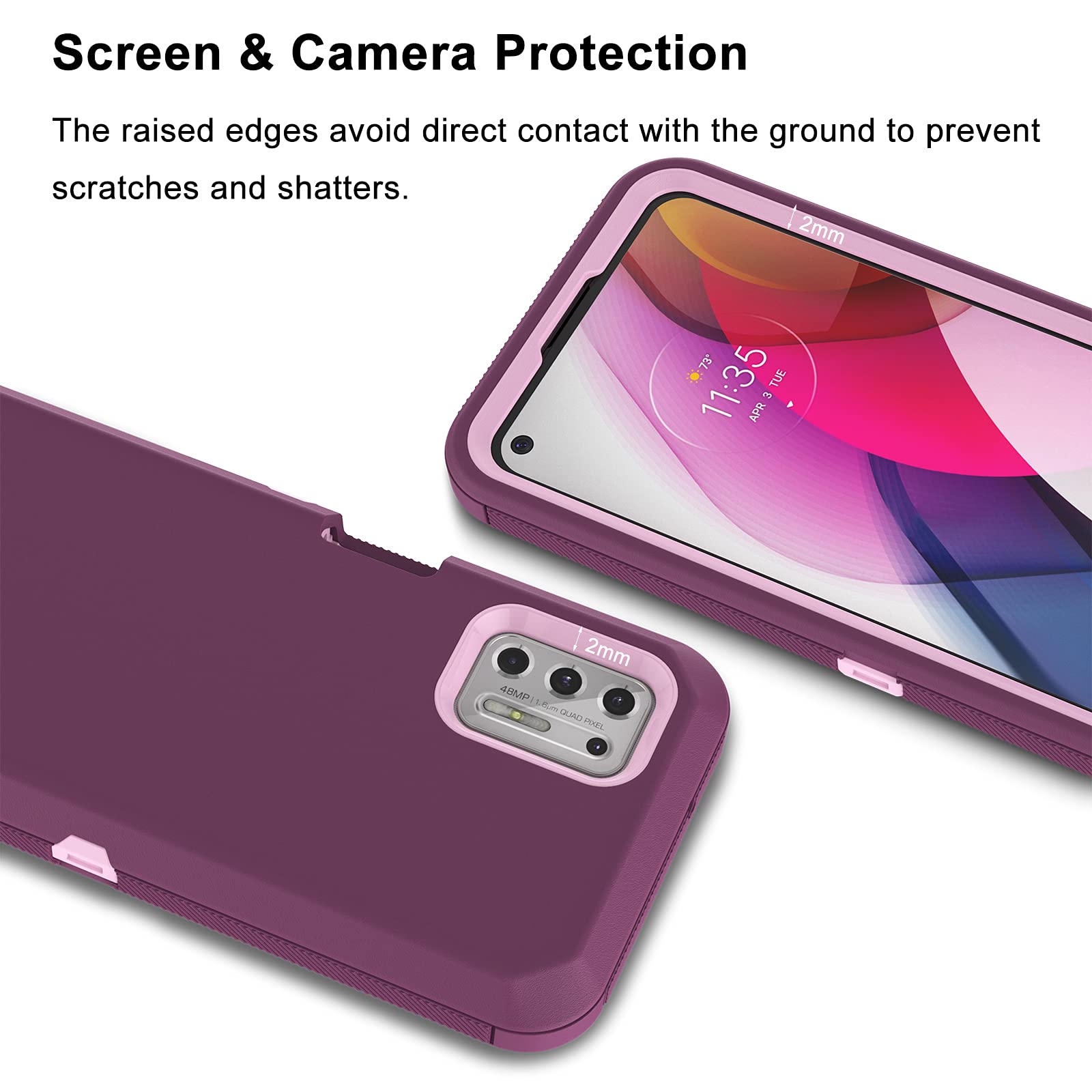 Rugged Shockproof Case for Moto G Stylus 2021 - Heavy Duty Armor Protective Cover with Dual Layer Hybrid Design (Pinkish Purple) | Perfect for Outdoor Activities, Construction Work & Extreme Protection