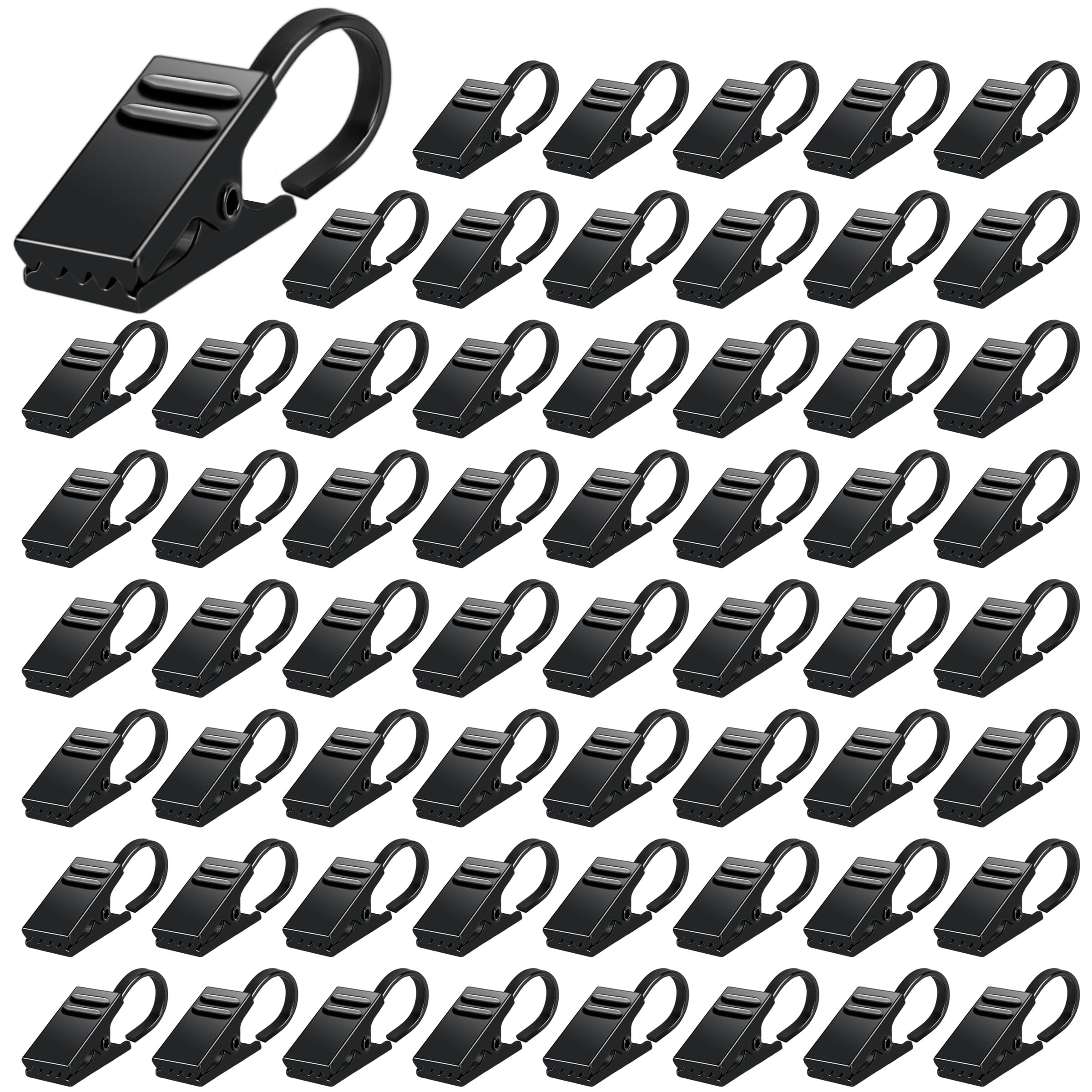 VRSS Black Curtain Hanging Clips - 60 Pack Heavy Duty Hook Clips for Home Decor, Photo Display, Art Craft Hanging & Party String Lights - Perfect for Bedroom, Living Room, Wedding & Event Decorations