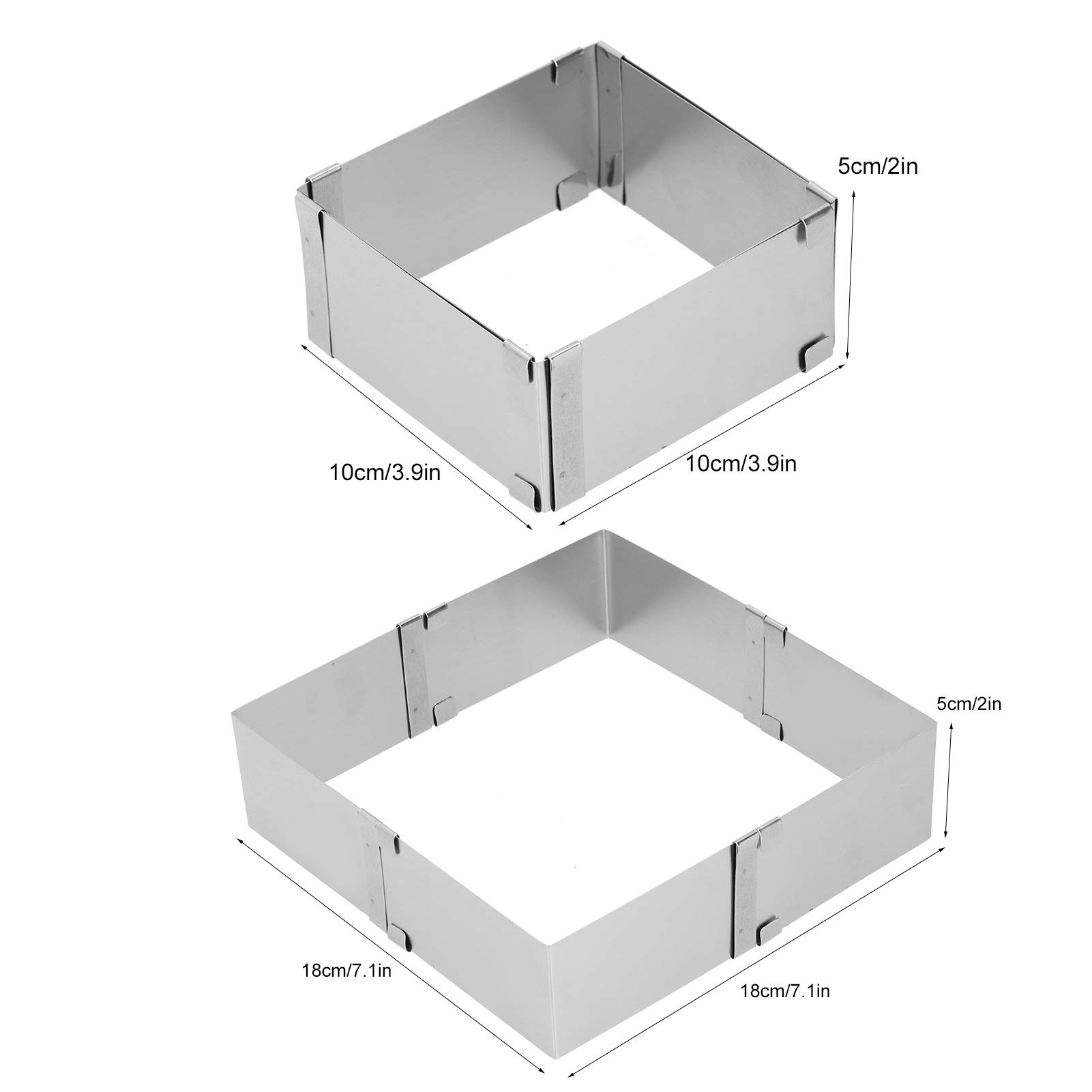 Premium Stainless Steel Adjustable Cake Ring Molds - Square Retractable Mousse & Biscuit Baking Mold Set (10-18cm) for Professional Chefs & Home Bakers - Perfect for Layered Cakes, Desserts & Pastry Making