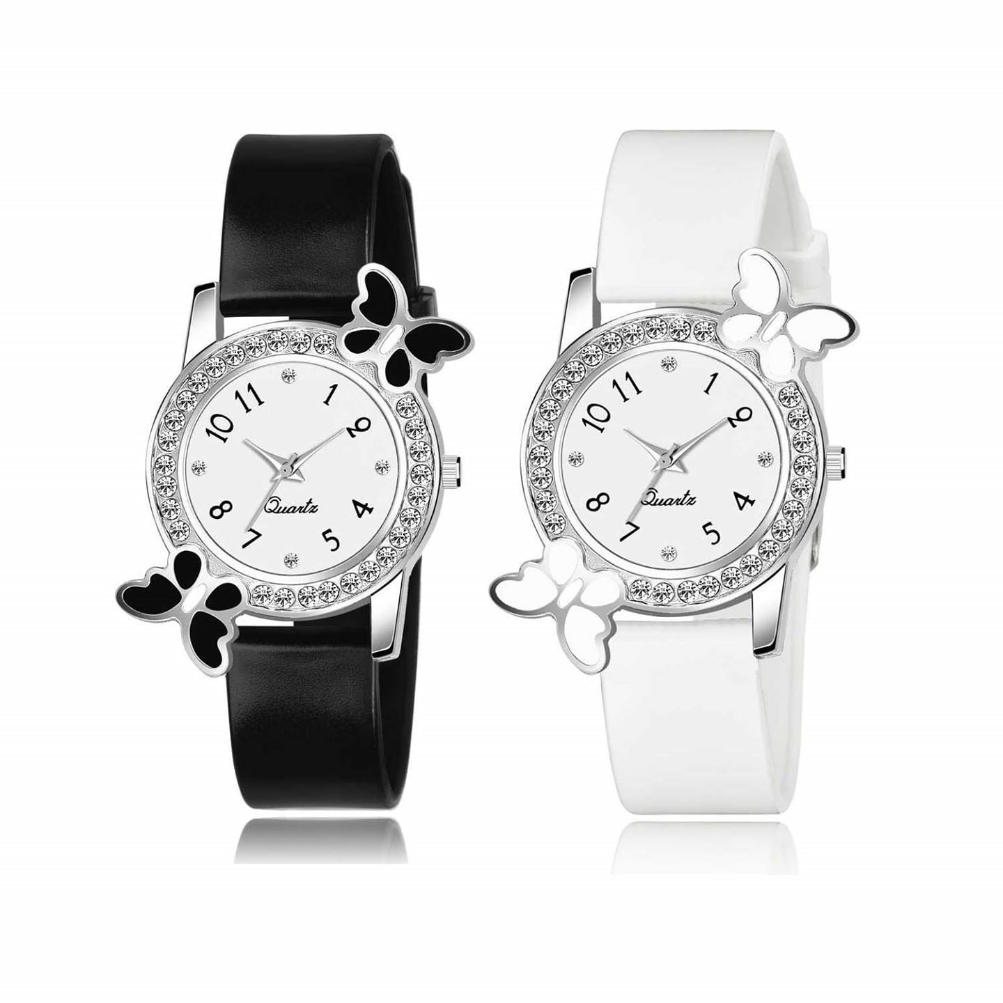 Analog Black and White Girls Watches (SR-741 AT-7411) - 2 Pack - Stylish Fashion Watch for Teens, Kids, School & Everyday Wear