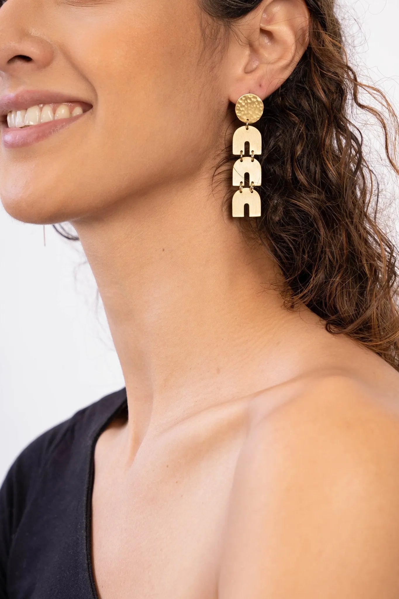 Hammered Arch Dangle Earrings for Women - Handmade Boho Jewelry - Gold & Silver Hoop Earrings - Perfect for Parties, Weddings & Everyday Wear