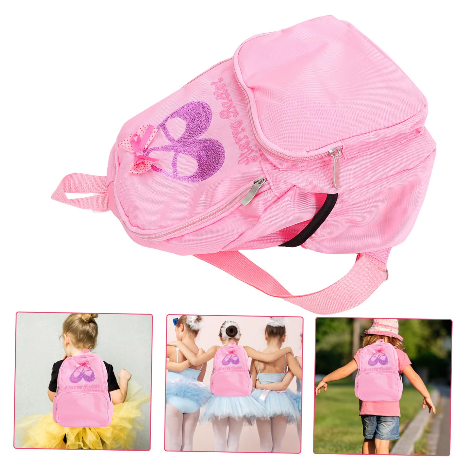 VALICLUD Sparkly Sequin Dance Backpack for Girls - Ballet & Gymnastics Storage Bag with Adjustable Straps | Perfect for Dance Classes, Recitals & Gym Practice (Pink/Black)